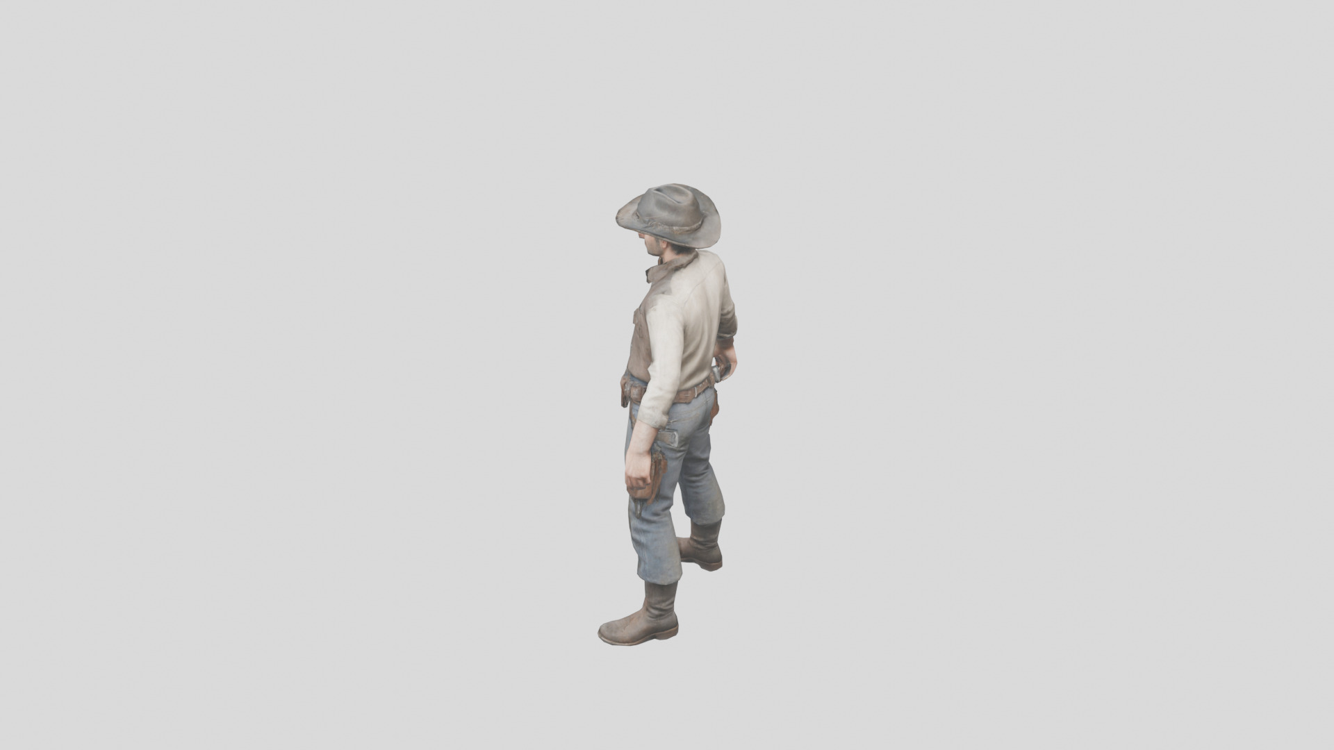 Lowpoy Cowboy Old Far West Man character Low-poly 3D model_7