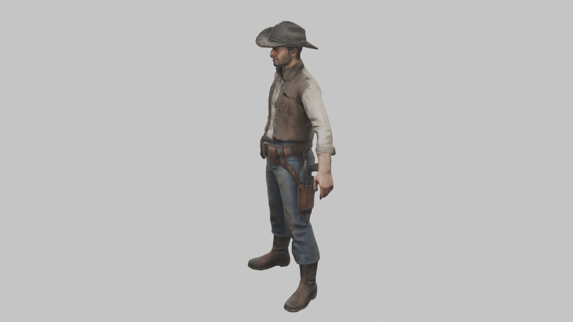 Lowpoy Cowboy Old Far West Man character Low-poly 3D model_18