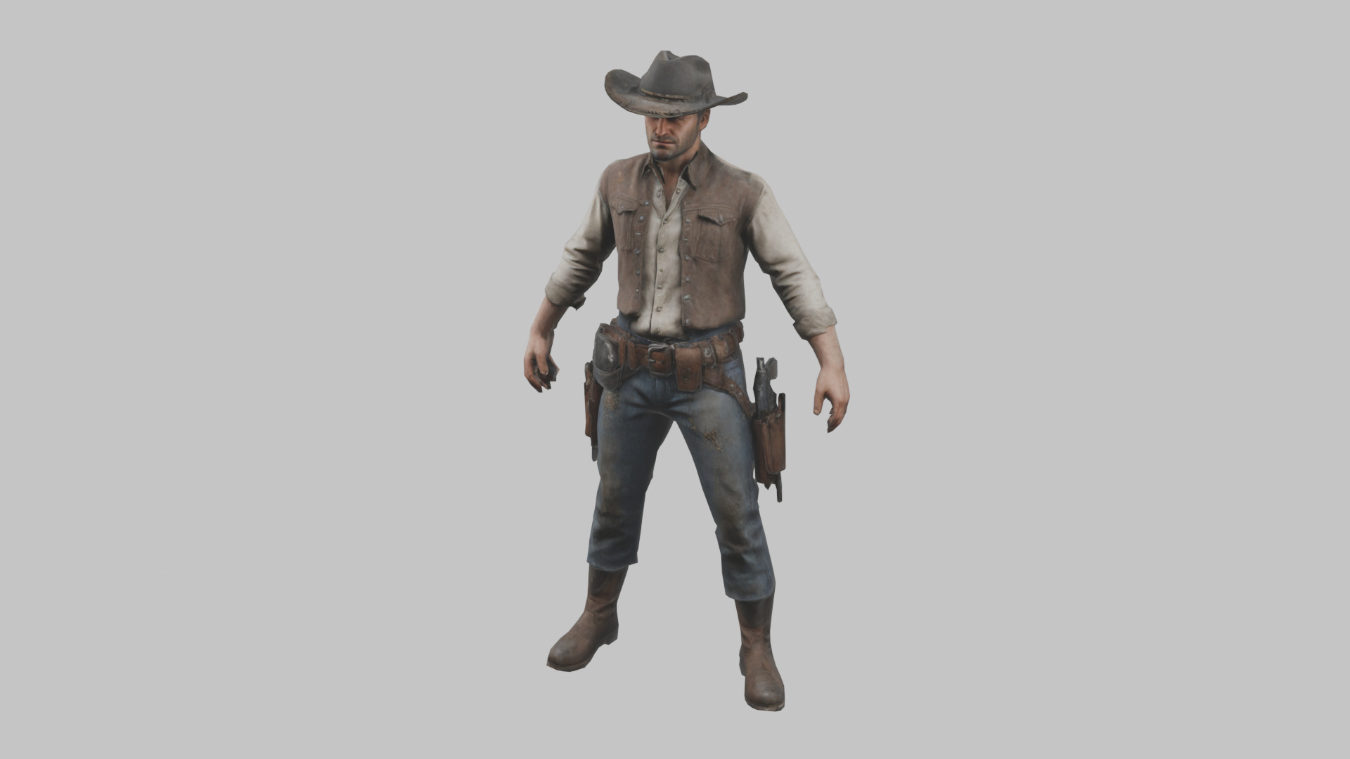 Lowpoy Cowboy Old Far West Man character Low-poly 3D model_20