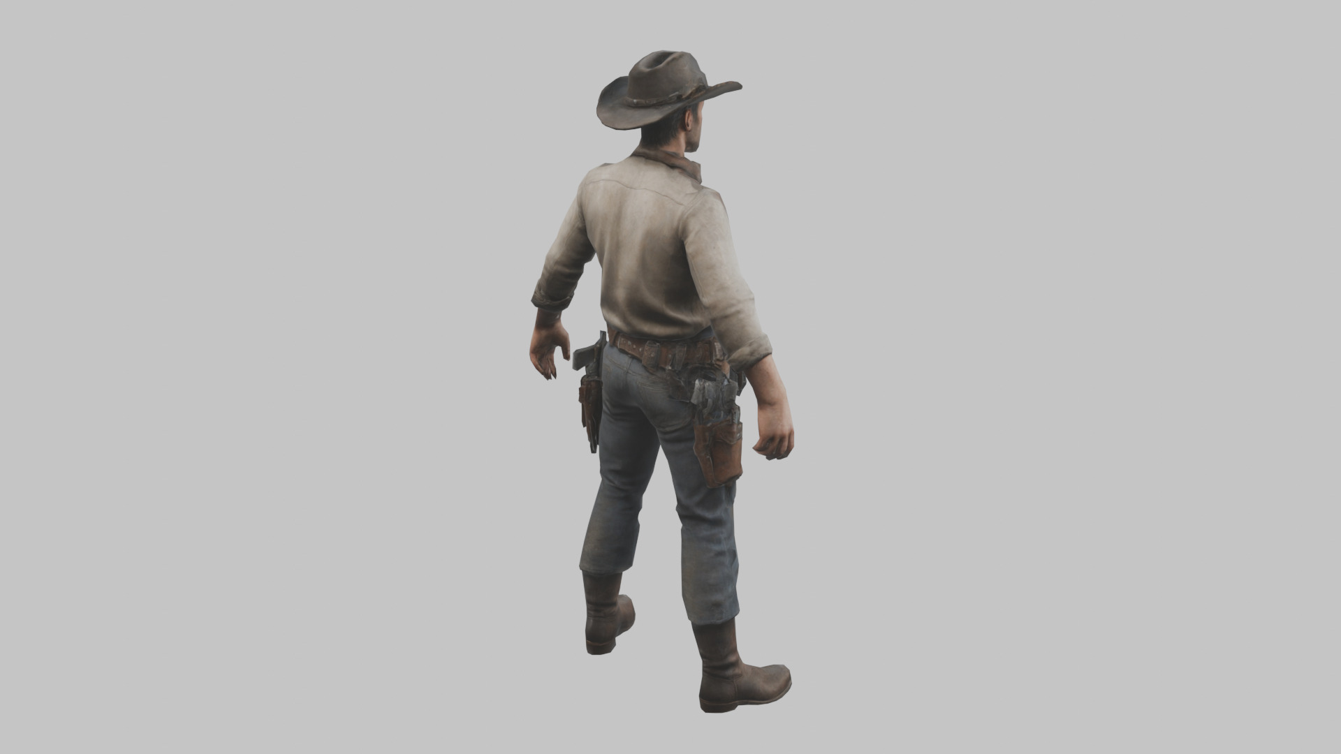 Lowpoy Cowboy Old Far West Man character Low-poly 3D model_4