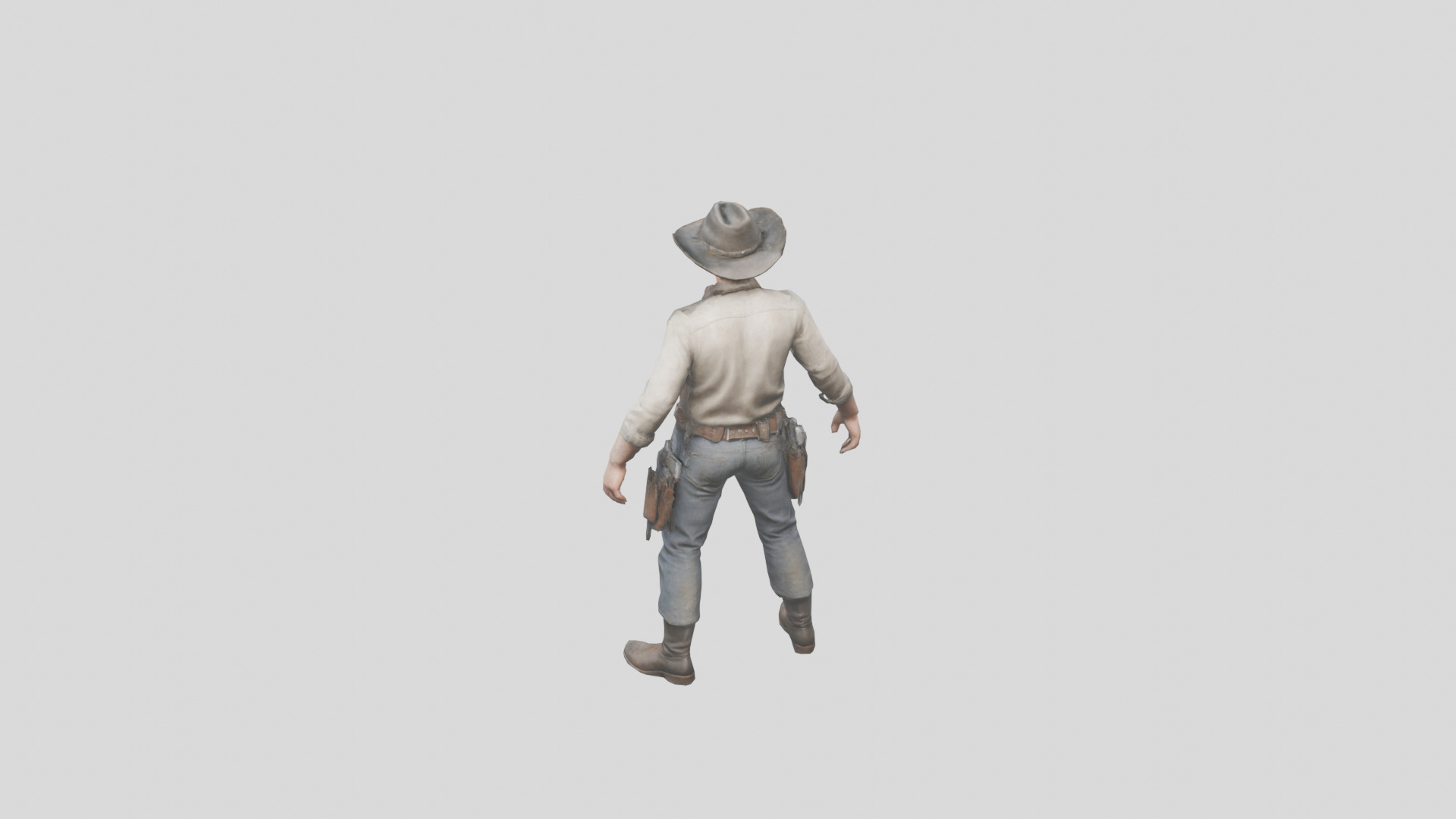 Lowpoy Cowboy Old Far West Man character Low-poly 3D model_26