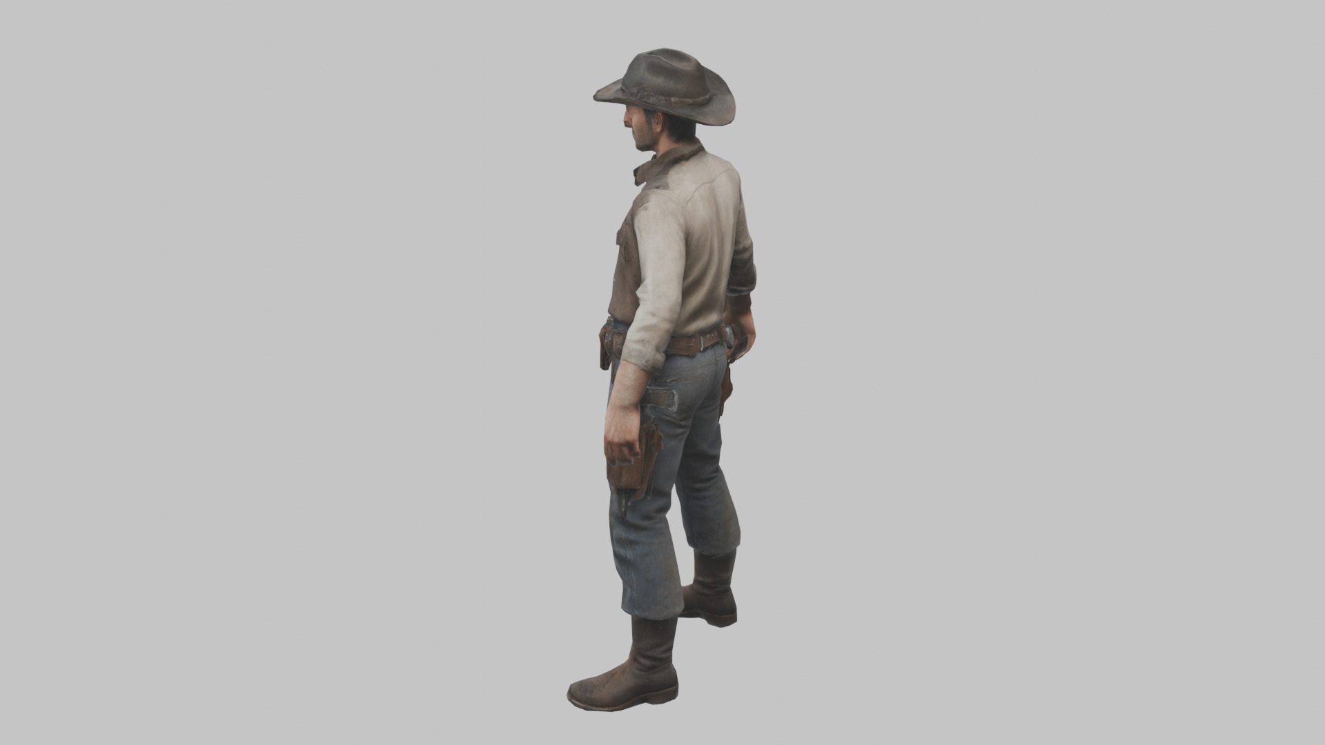 Lowpoy Cowboy Old Far West Man character Low-poly 3D model_15