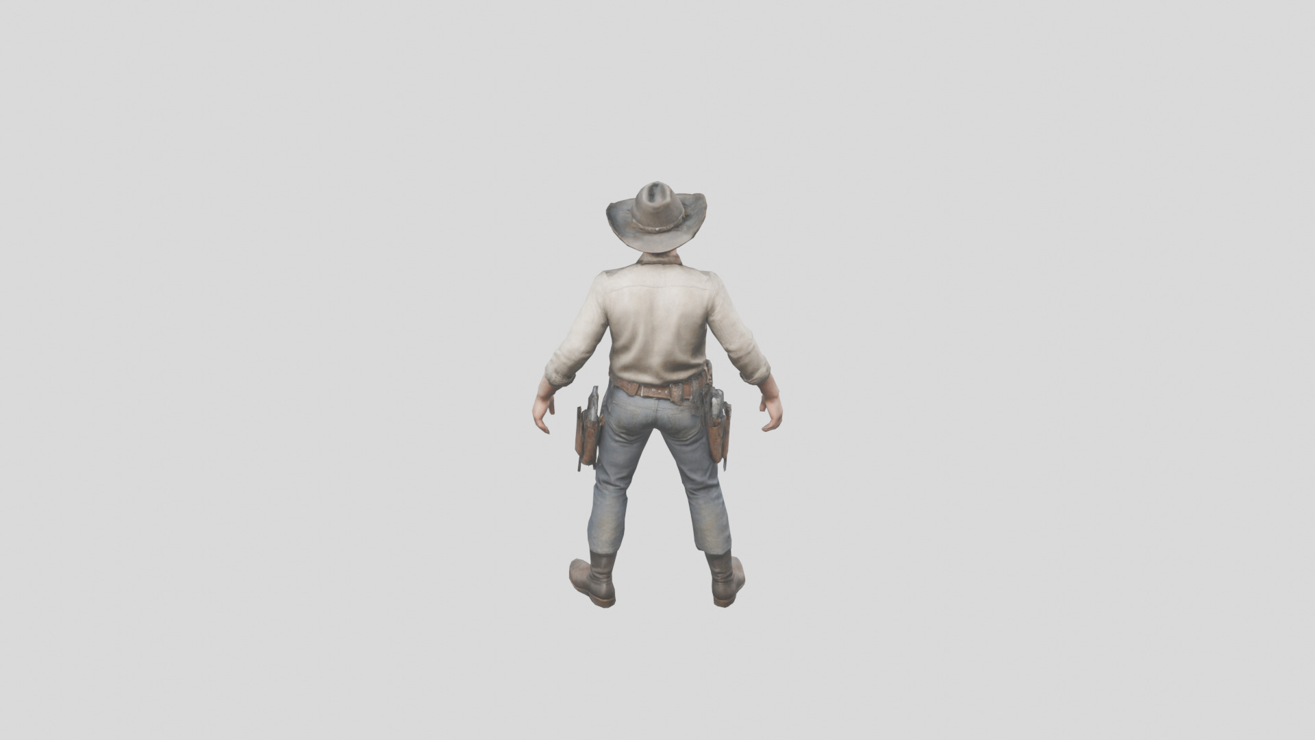 Lowpoy Cowboy Old Far West Man character Low-poly 3D model_25