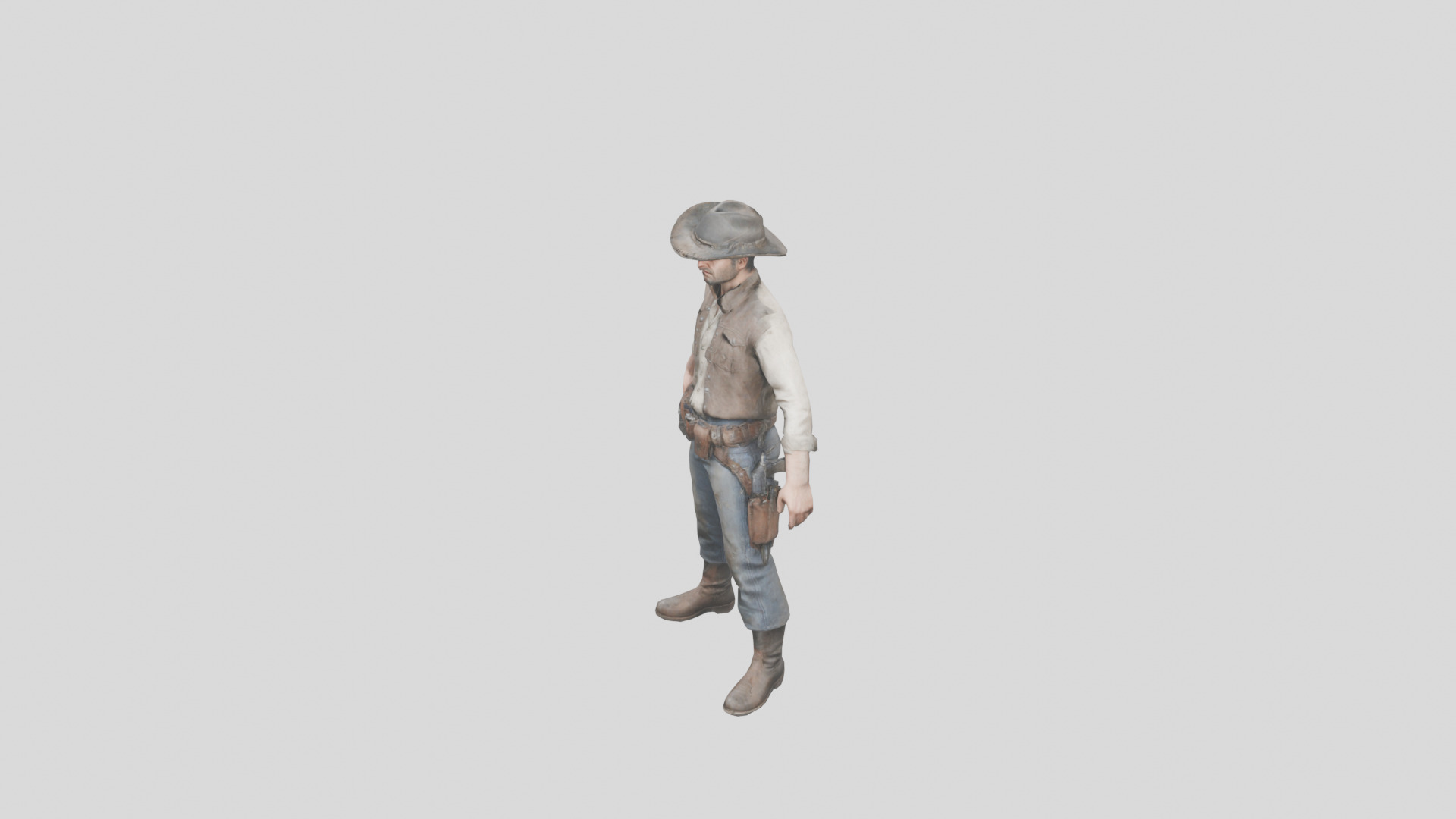 Lowpoy Cowboy Old Far West Man character Low-poly 3D model_11