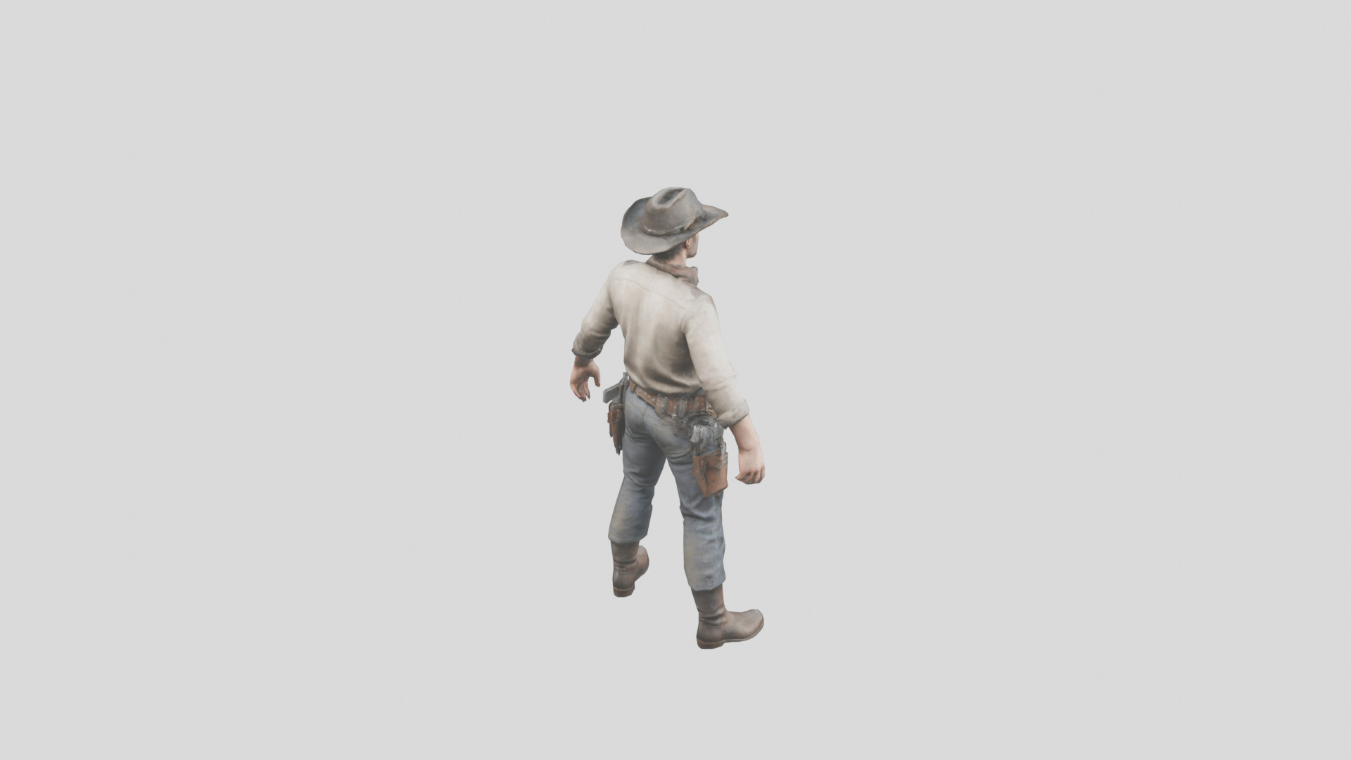 Lowpoy Cowboy Old Far West Man character Low-poly 3D model_21