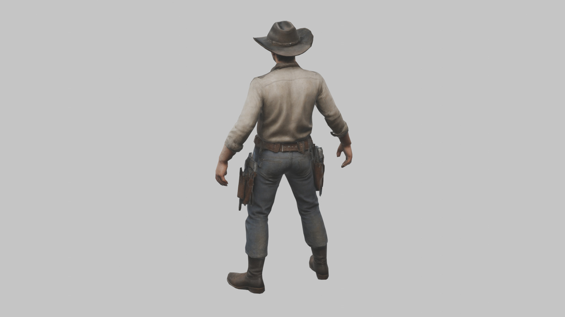 Lowpoy Cowboy Old Far West Man character Low-poly 3D model_14