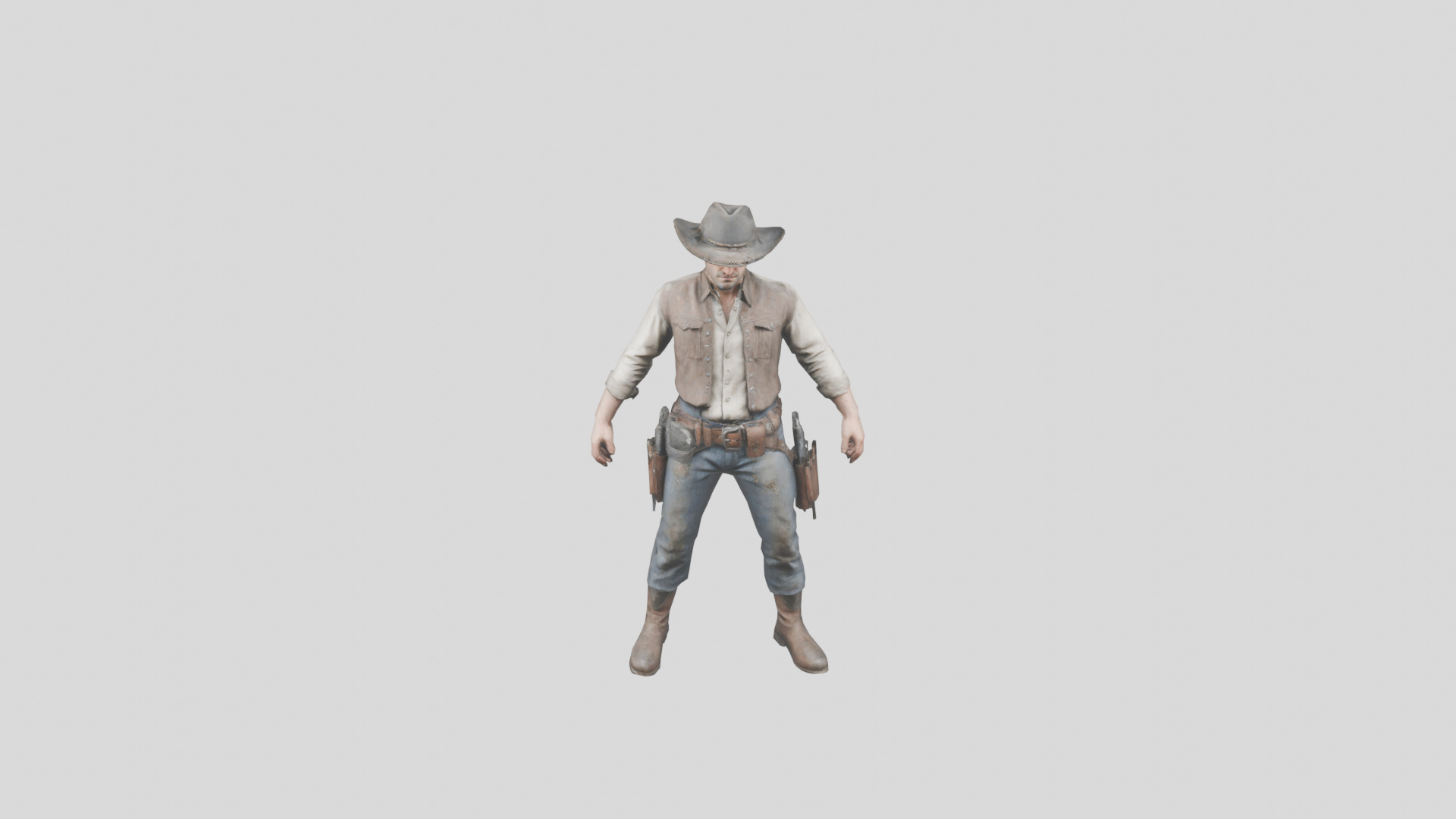 Lowpoy Cowboy Old Far West Man character Low-poly 3D model_2