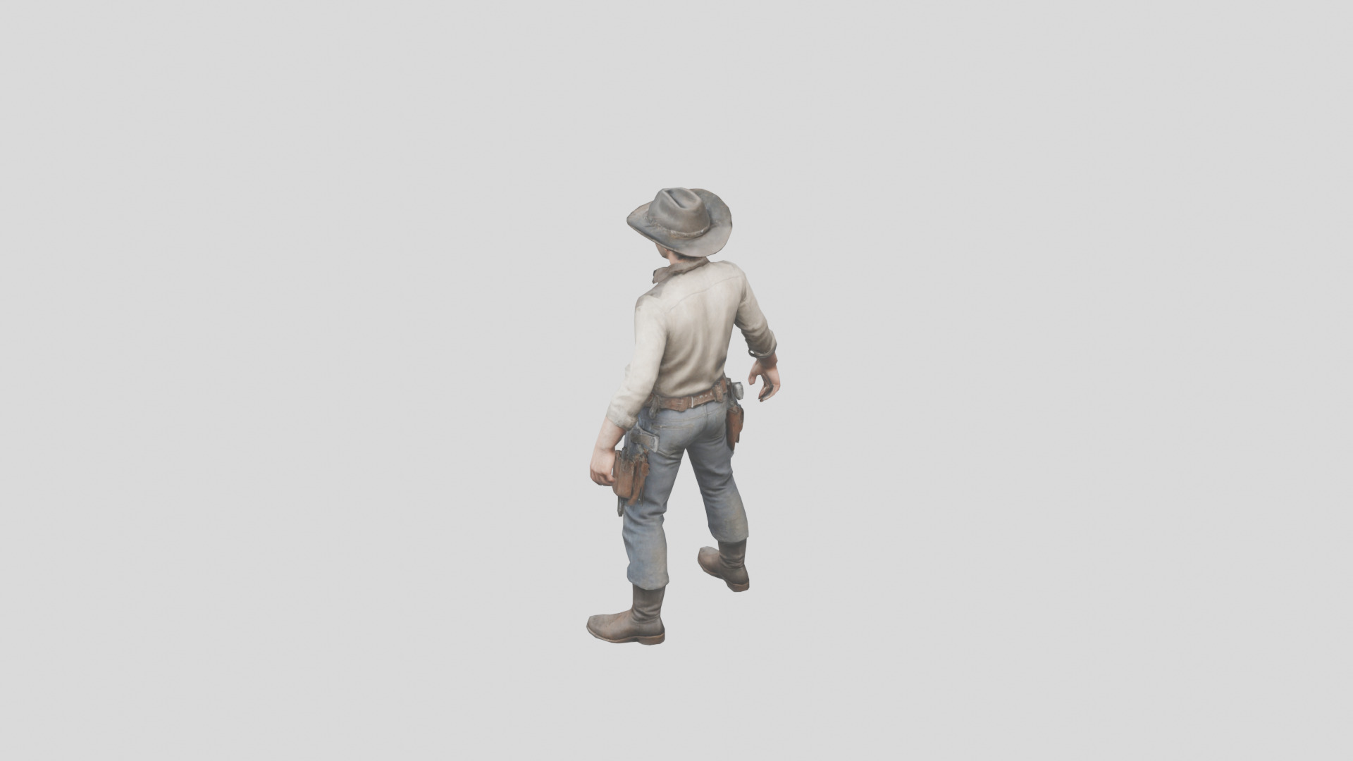 Lowpoy Cowboy Old Far West Man character Low-poly 3D model_5
