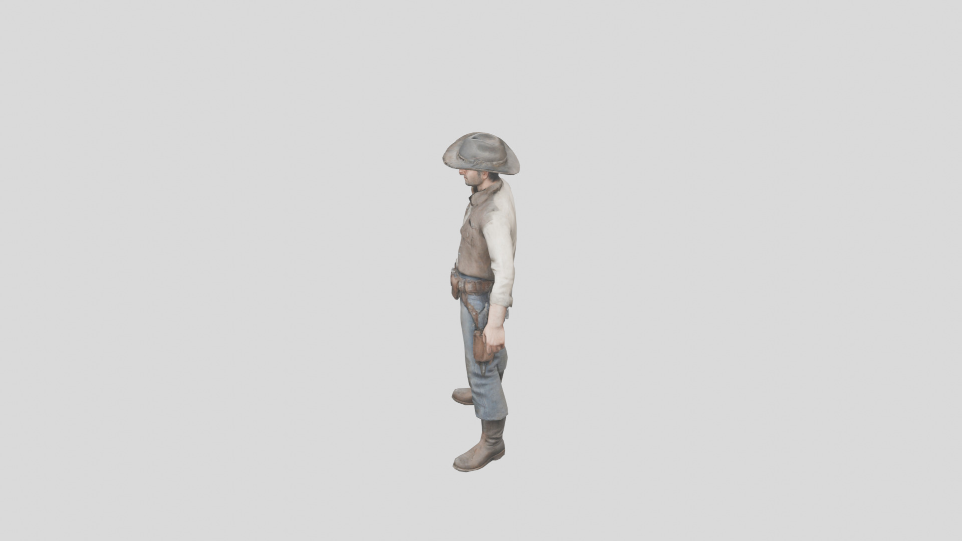 Lowpoy Cowboy Old Far West Man character Low-poly 3D model_9
