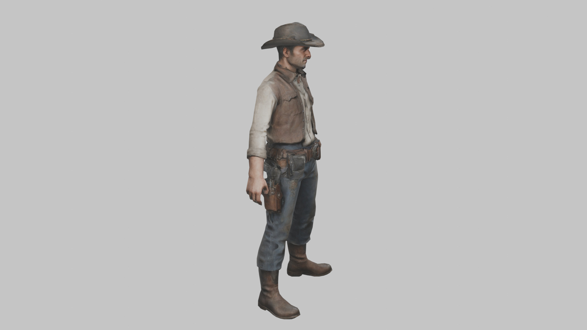 Lowpoy Cowboy Old Far West Man character Low-poly 3D model_1