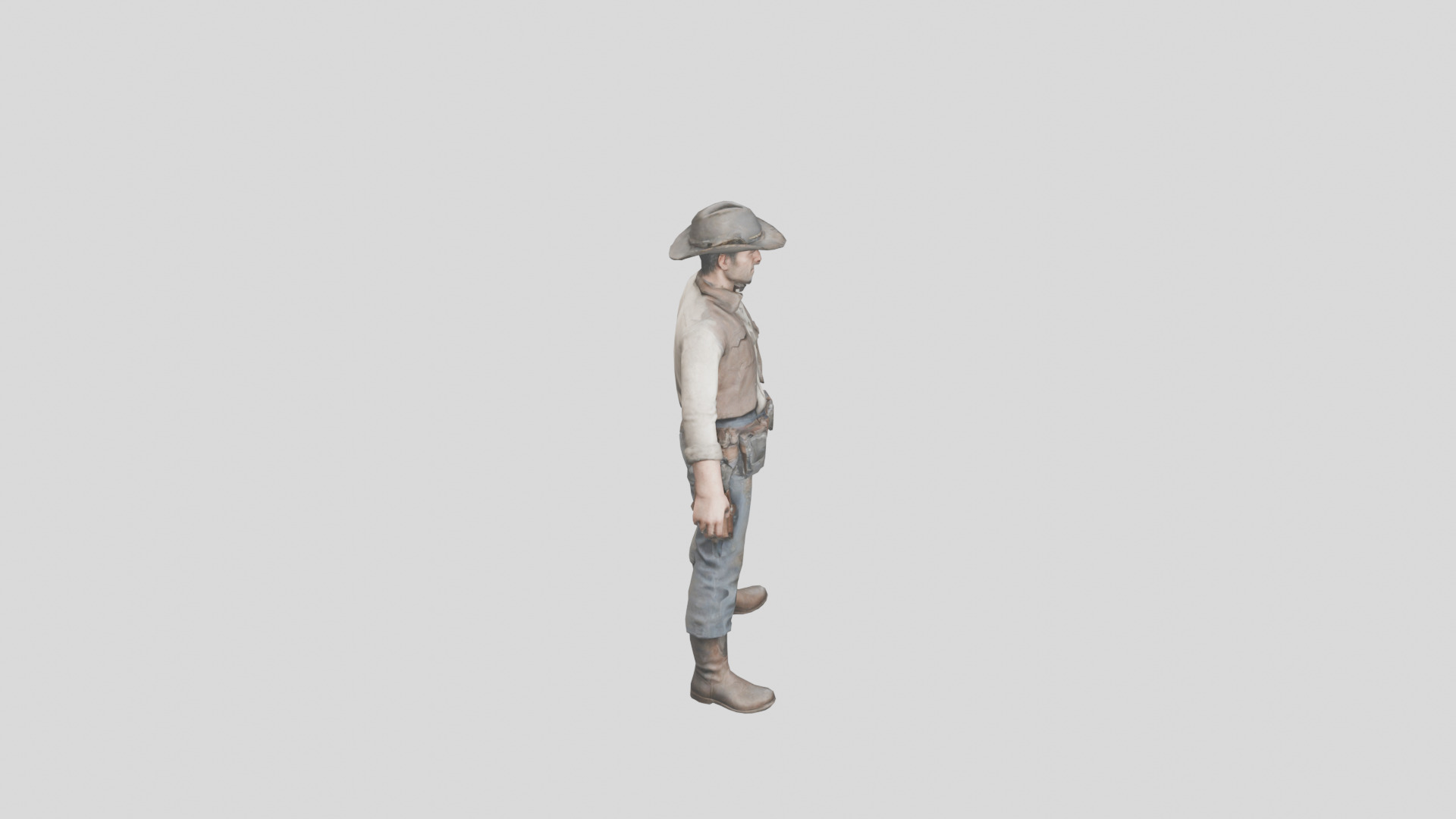 Lowpoy Cowboy Old Far West Man character Low-poly 3D model_31