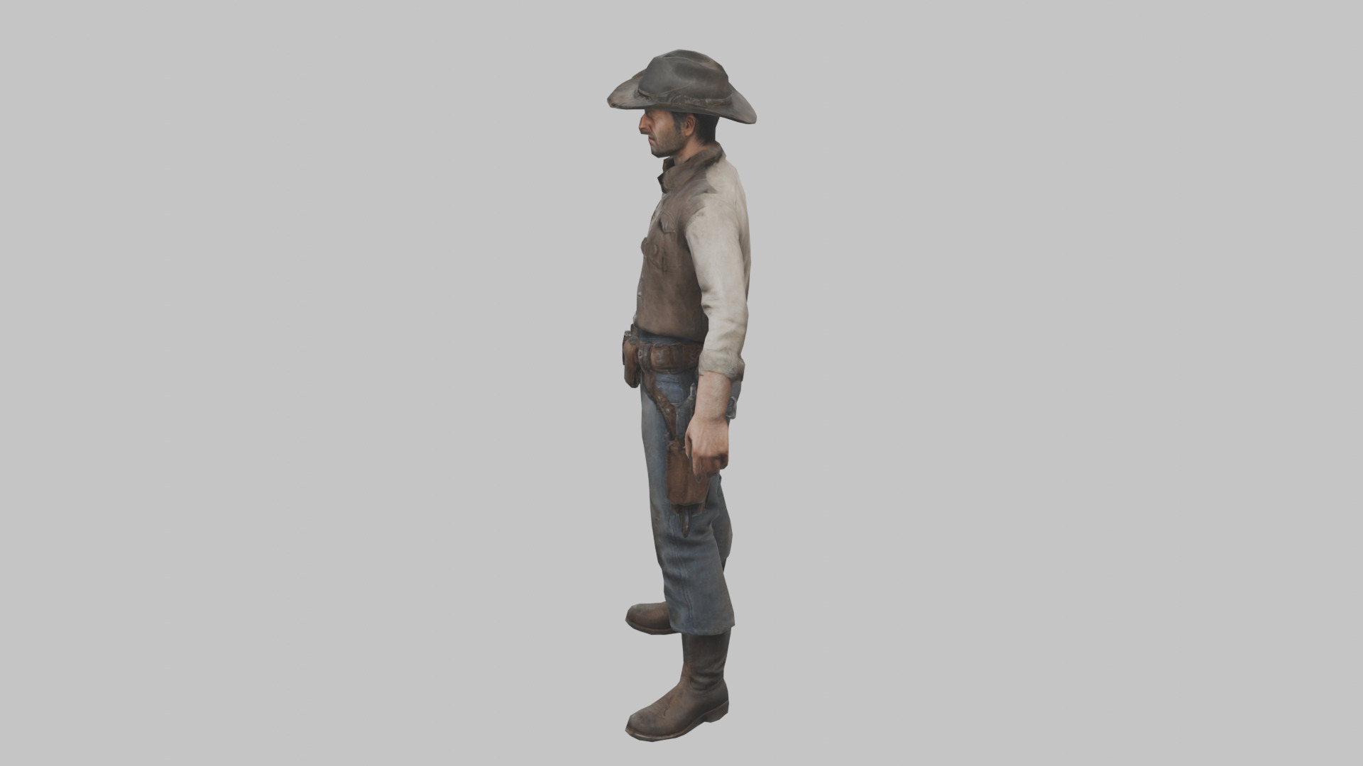 Lowpoy Cowboy Old Far West Man character Low-poly 3D model_17
