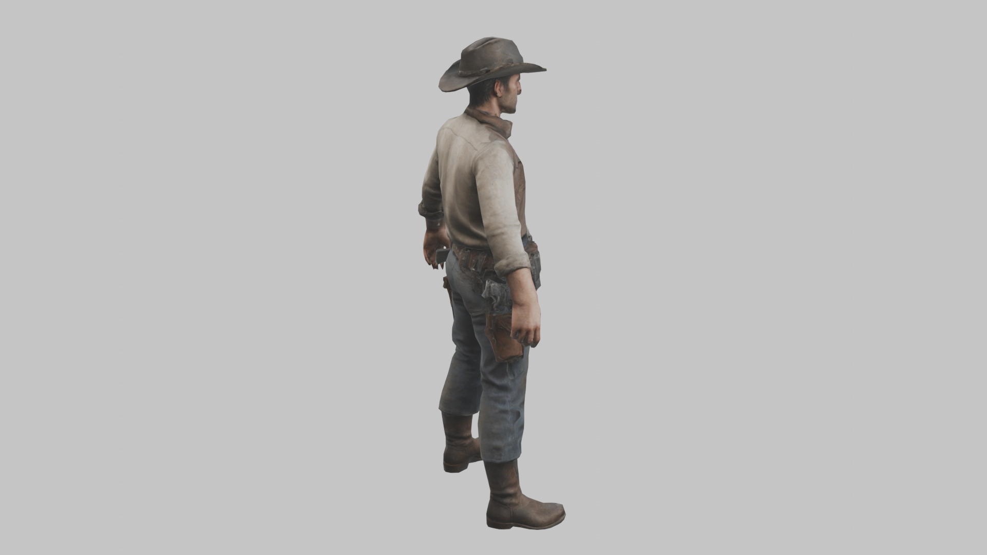 Lowpoy Cowboy Old Far West Man character Low-poly 3D model_22