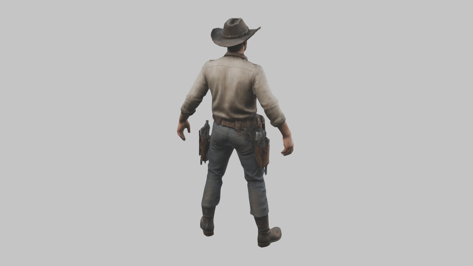 Lowpoy Cowboy Old Far West Man character Low-poly 3D model_16