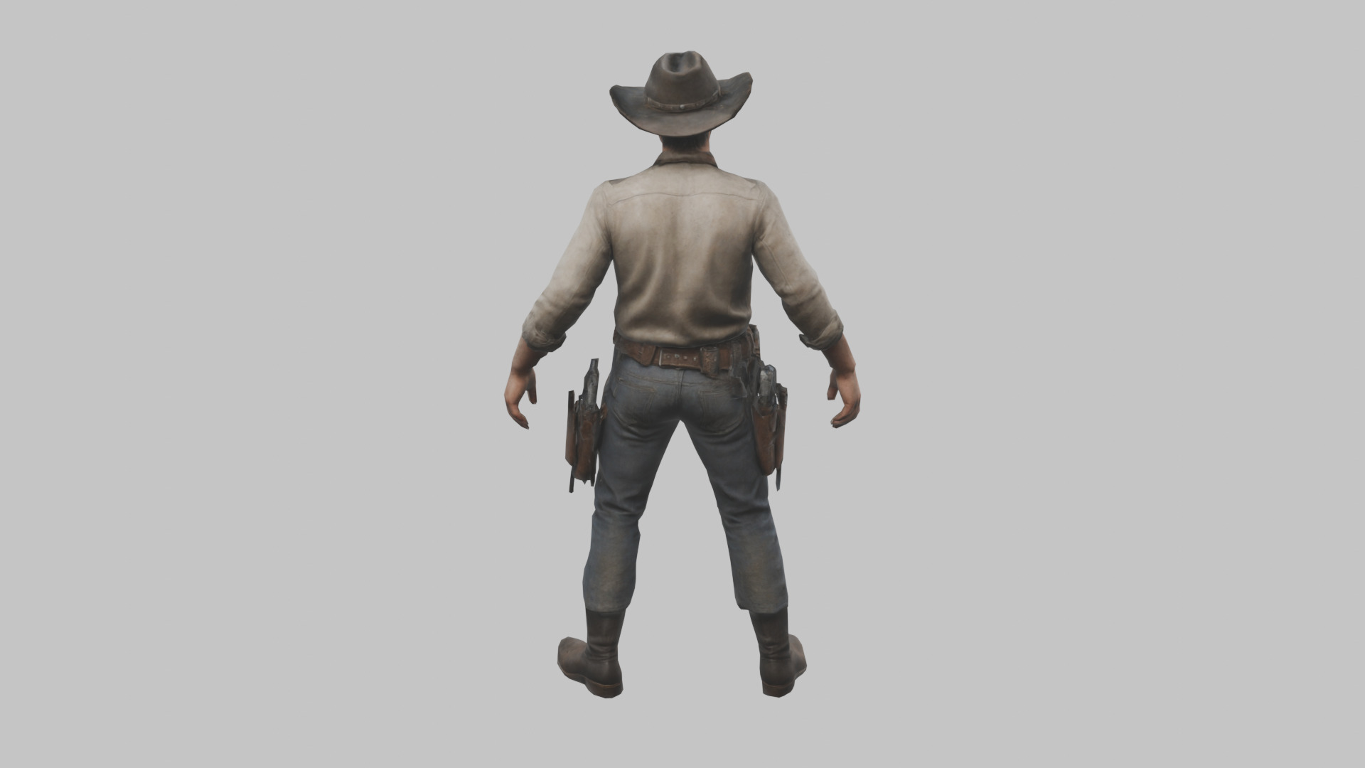 Lowpoy Cowboy Old Far West Man character Low-poly 3D model_3