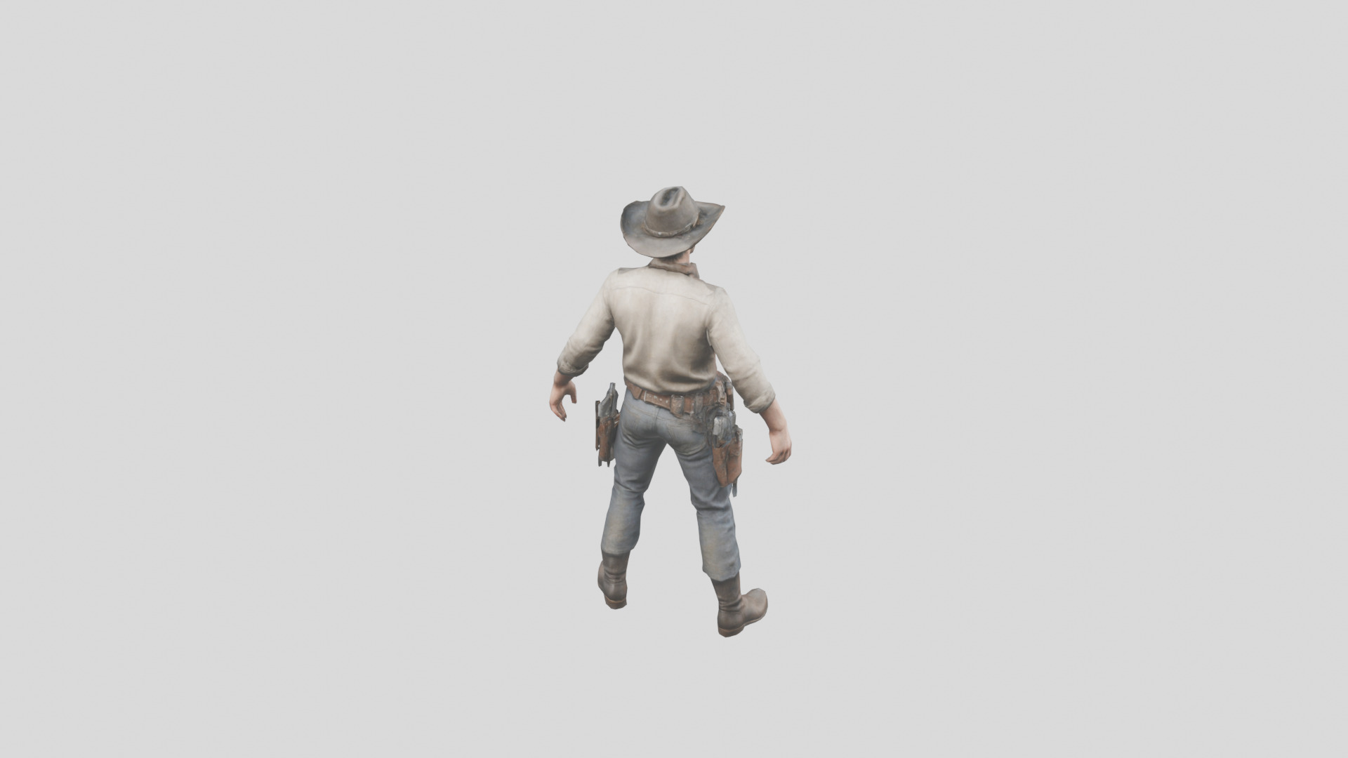 Lowpoy Cowboy Old Far West Man character Low-poly 3D model_23