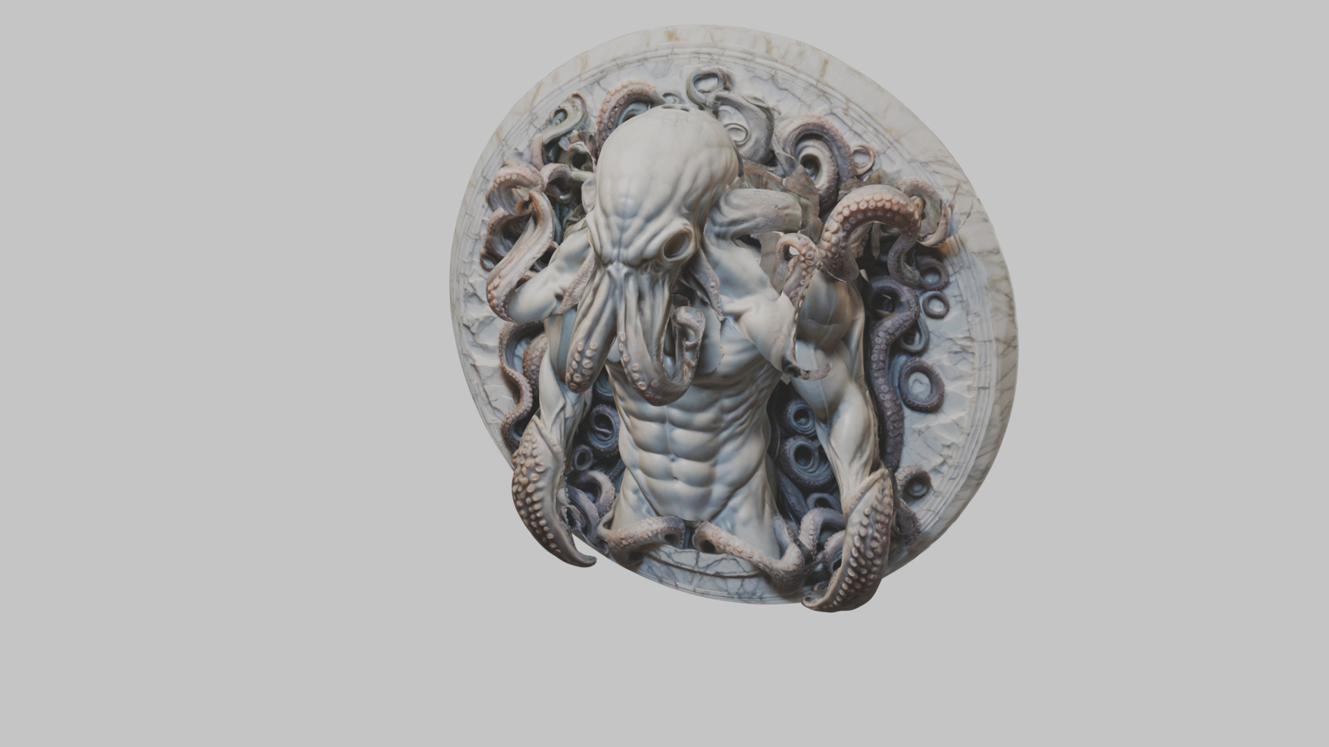 Old Gods Ancient Sculpture Marble Cthulhu Octopuss 3D model_7