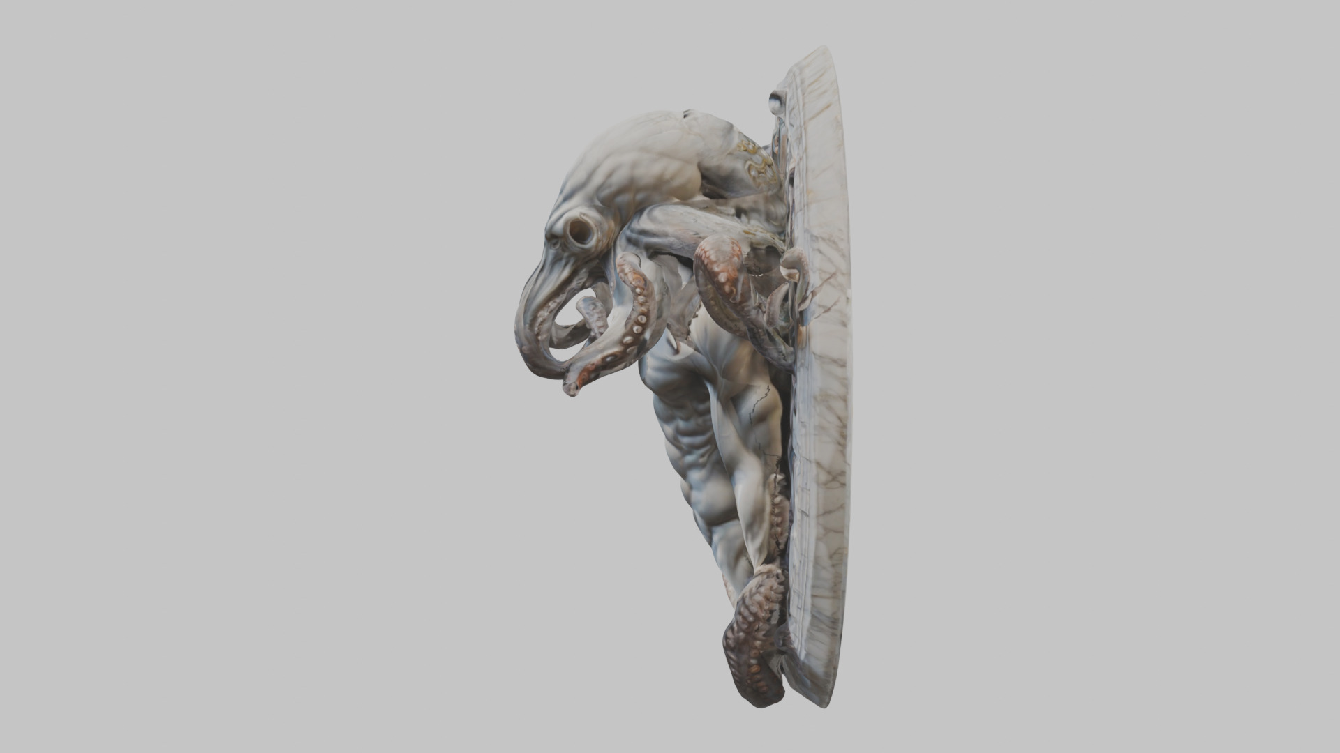 Old Gods Ancient Sculpture Marble Cthulhu Octopuss 3D model_4