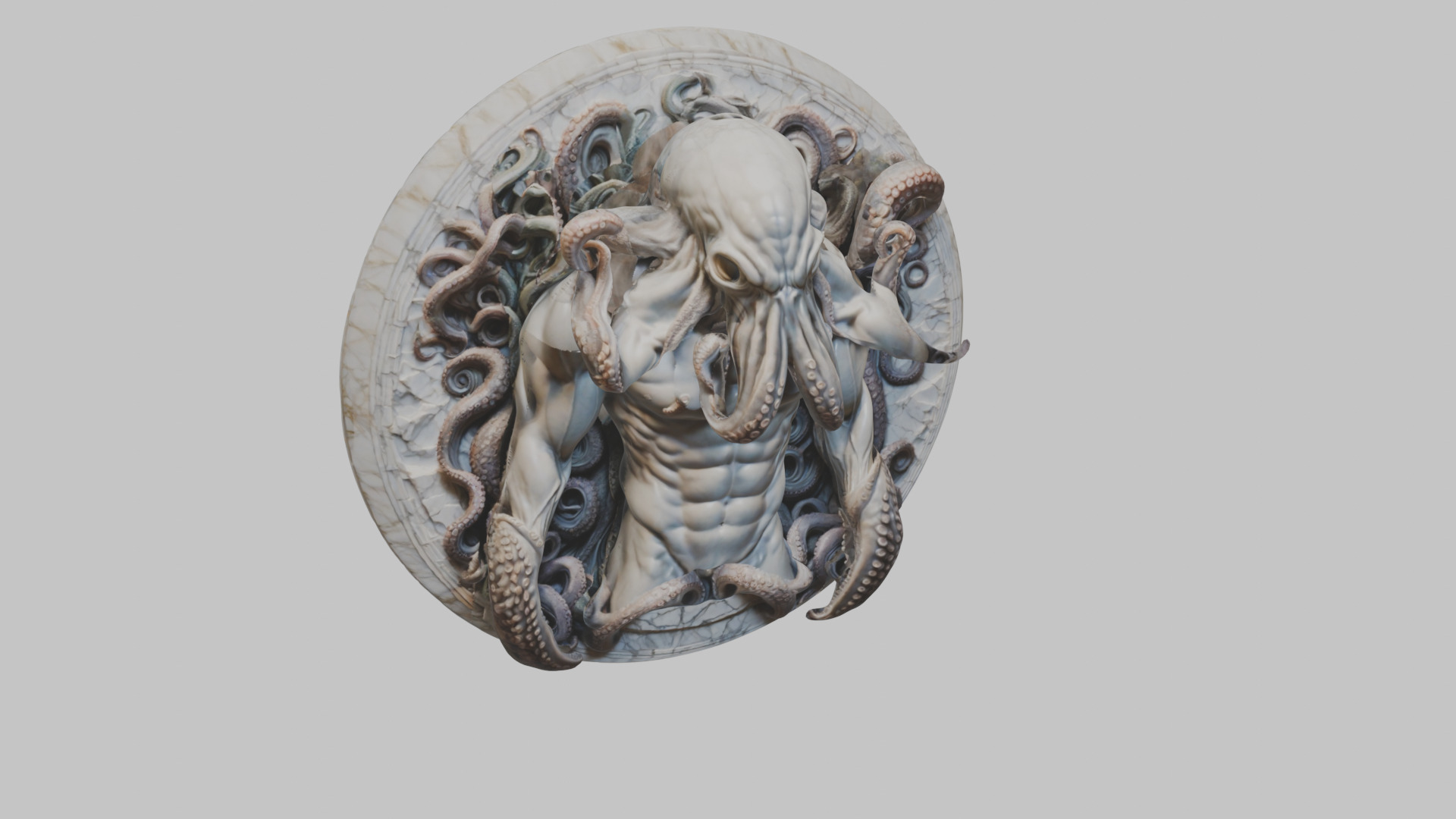 Old Gods Ancient Sculpture Marble Cthulhu Octopuss 3D model_9