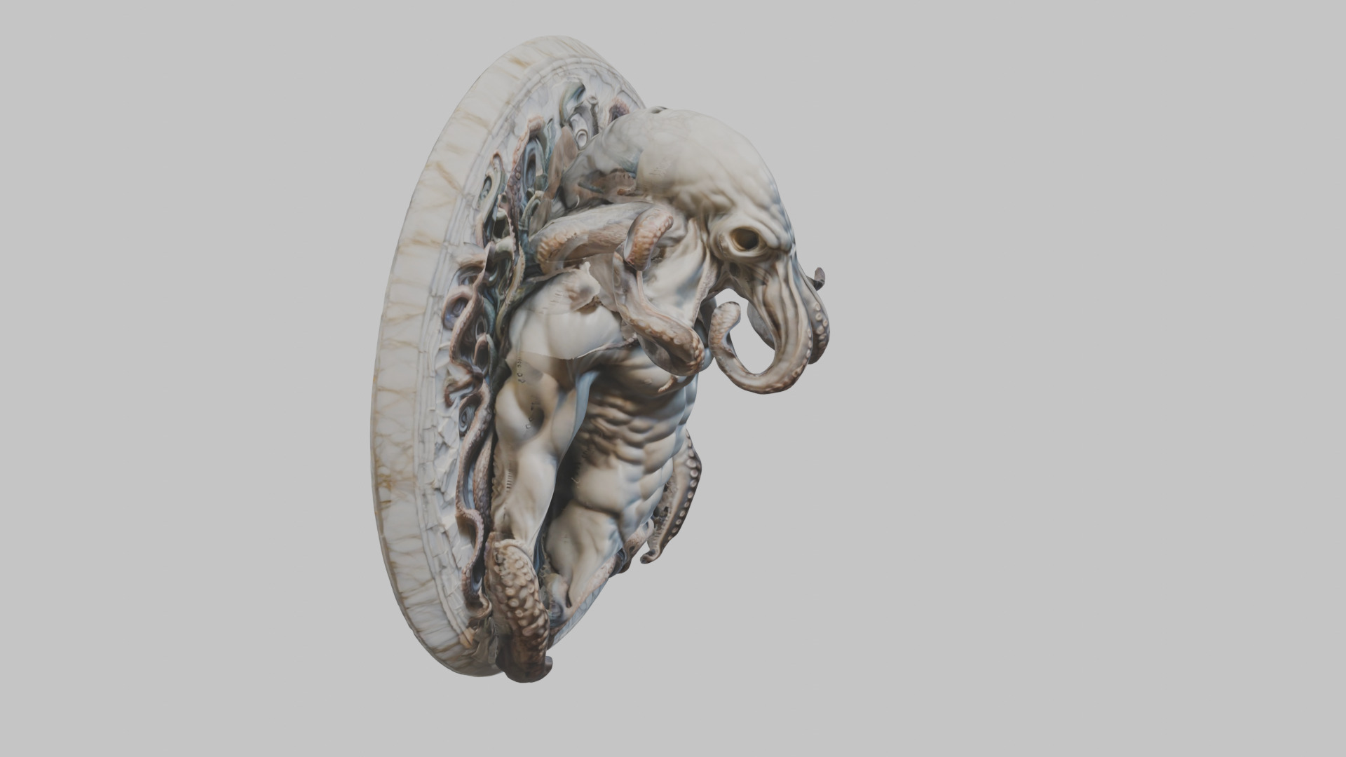 Old Gods Ancient Sculpture Marble Cthulhu Octopuss 3D model_2