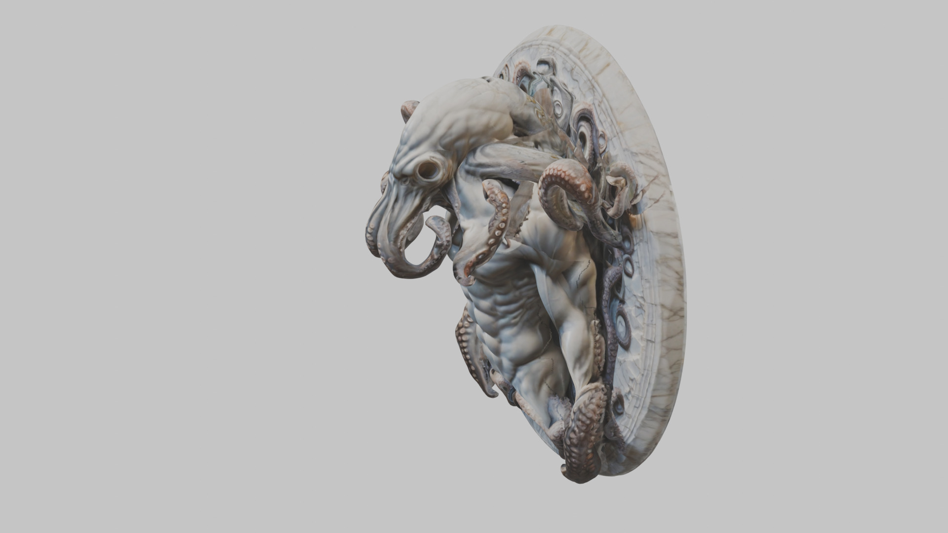 Old Gods Ancient Sculpture Marble Cthulhu Octopuss 3D model_5