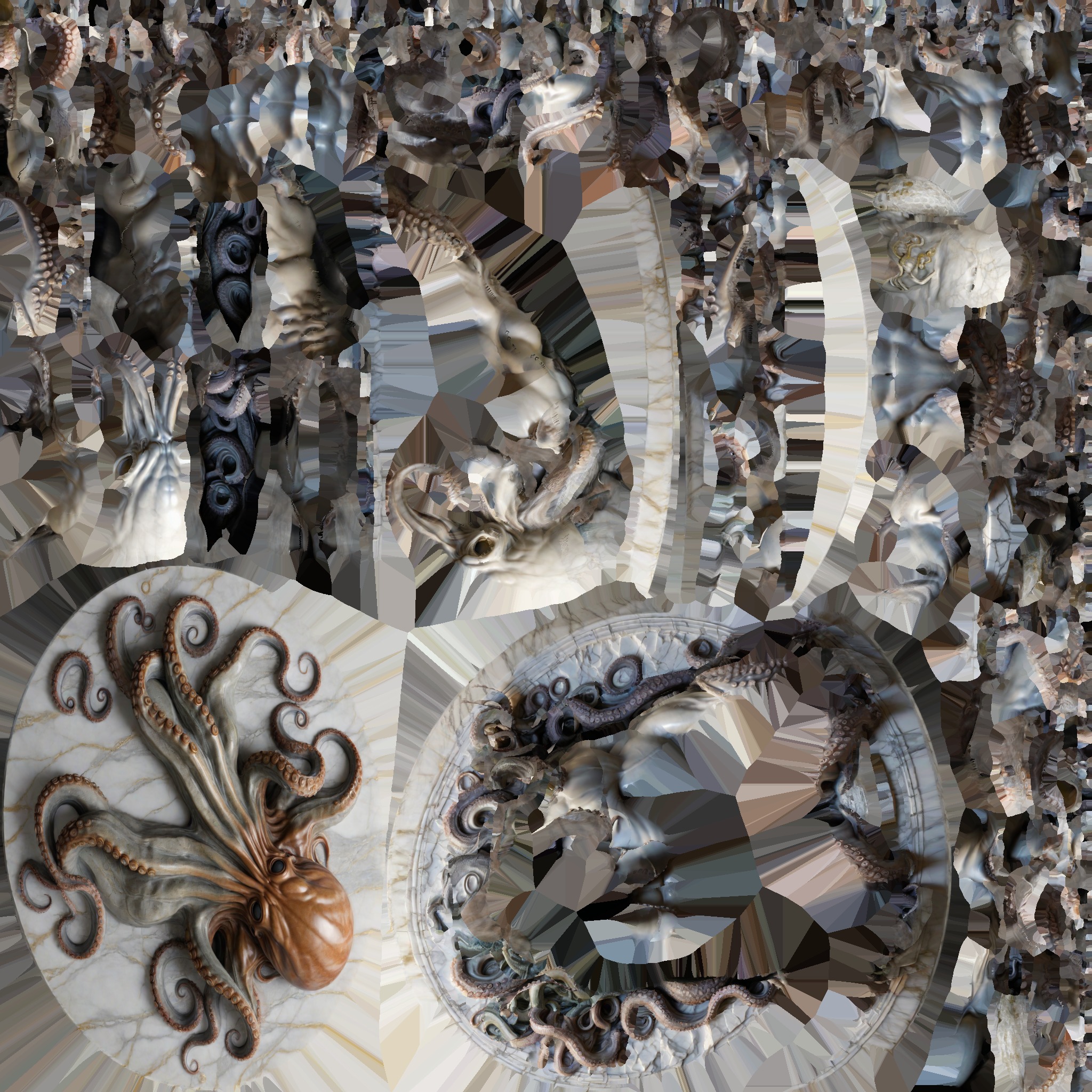 Old Gods Ancient Sculpture Marble Cthulhu Octopuss 3D model_19