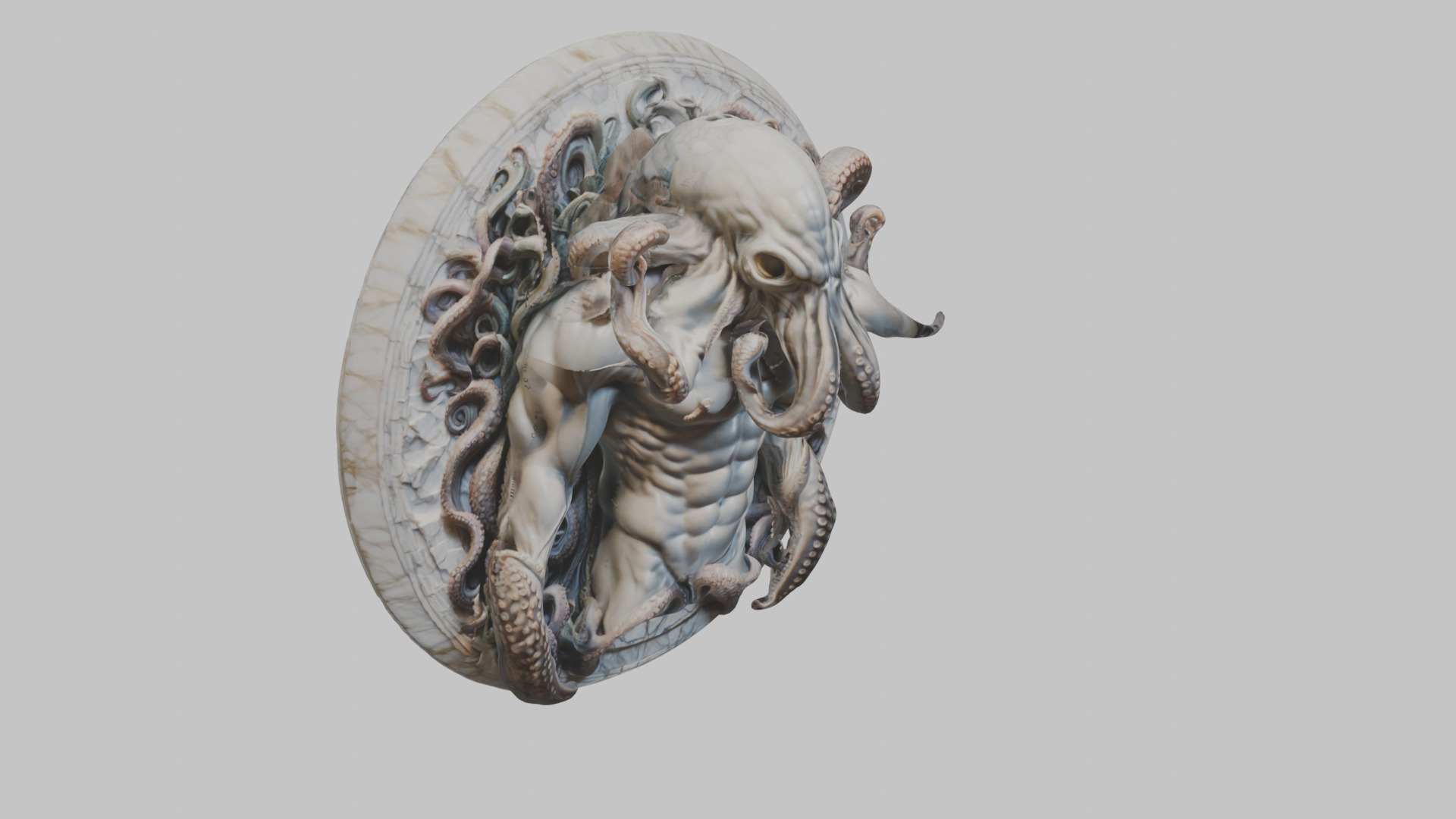 Old Gods Ancient Sculpture Marble Cthulhu Octopuss 3D model_1