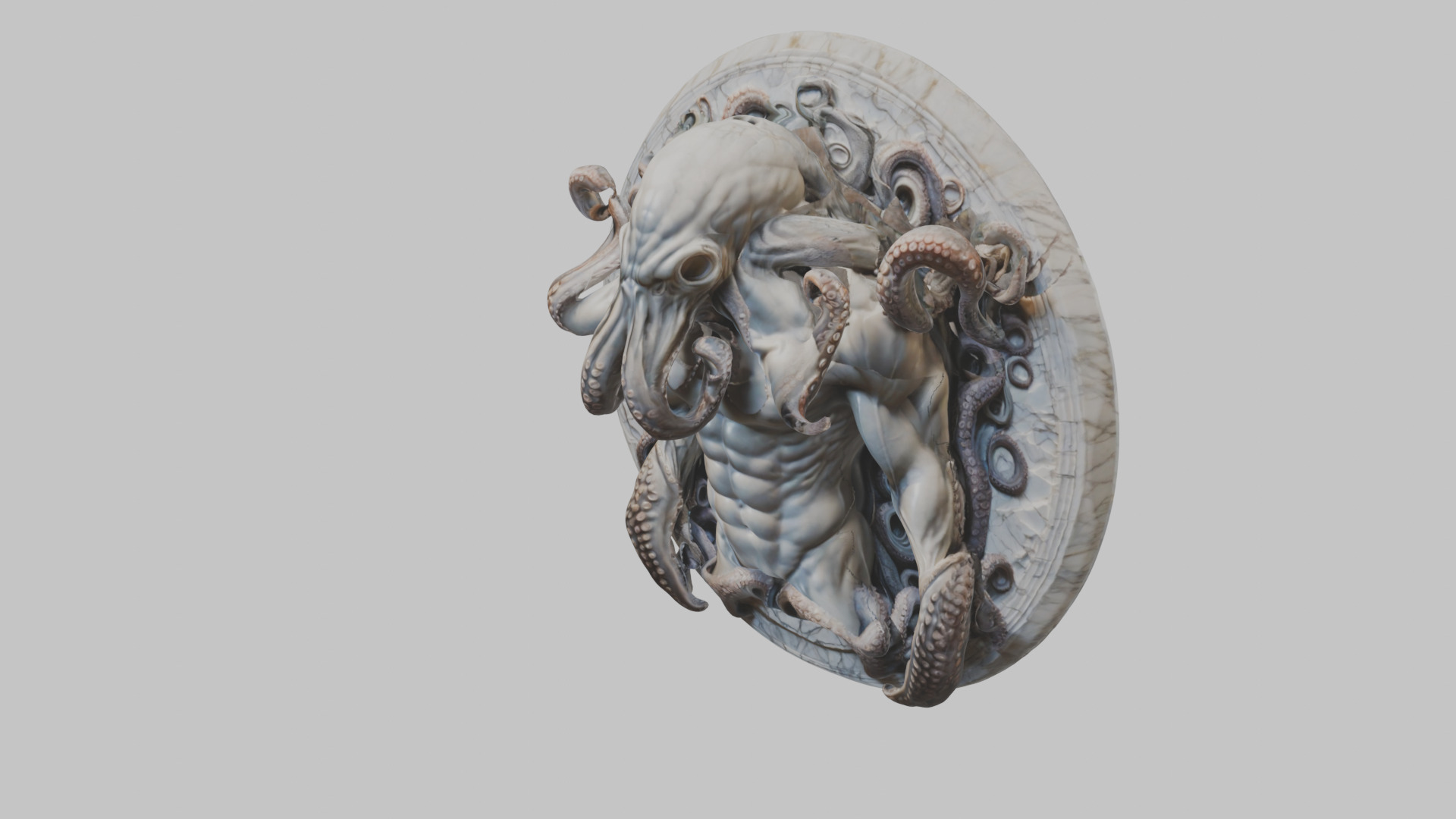 Old Gods Ancient Sculpture Marble Cthulhu Octopuss 3D model_10