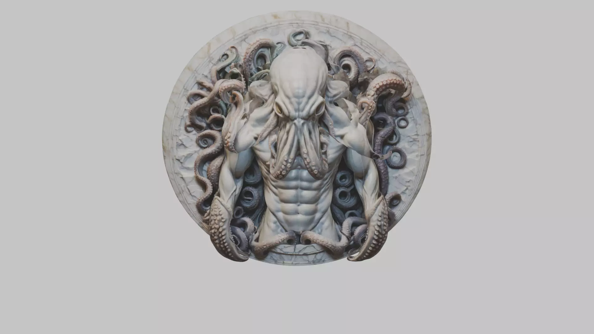 Old Gods Ancient Sculpture Marble Cthulhu Octopuss 3D model_0