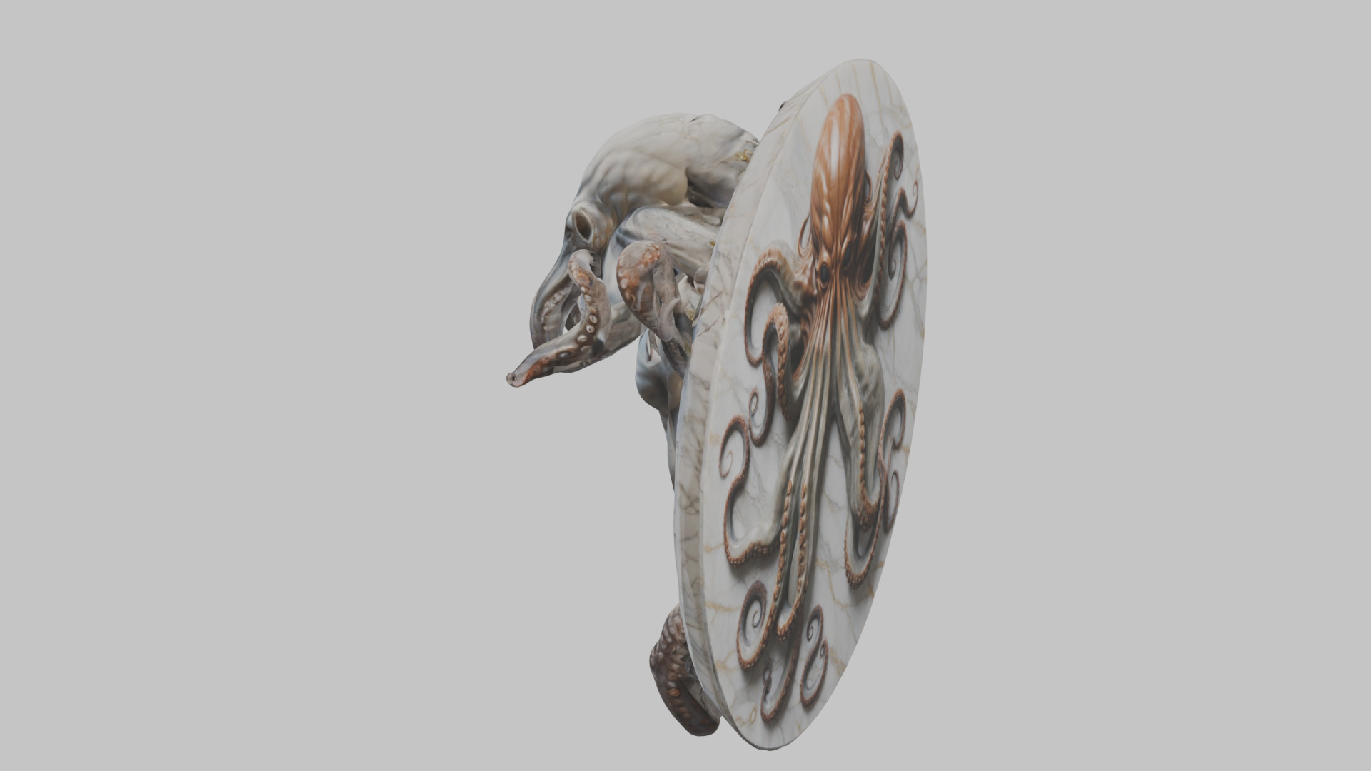 Old Gods Ancient Sculpture Marble Cthulhu Octopuss 3D model_17