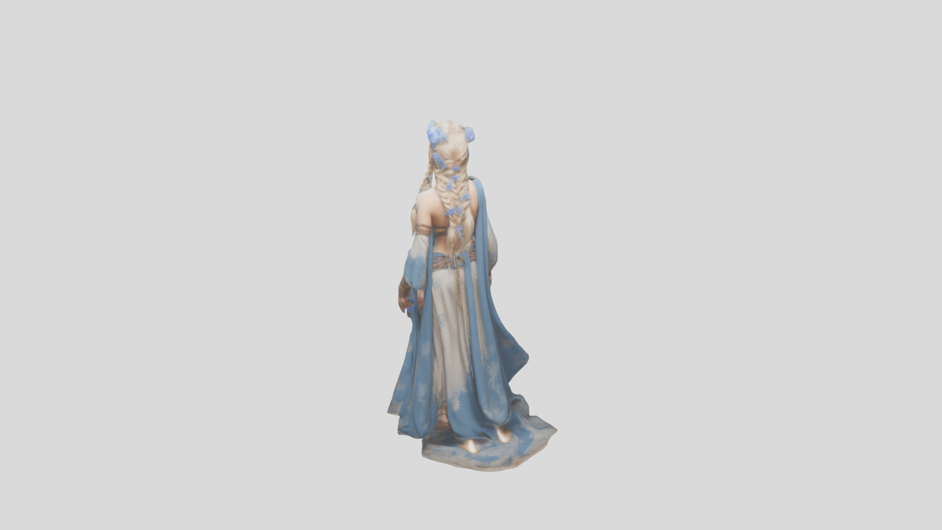 Stylized Bohemian Female Character with Staff Low-poly 3D model_1