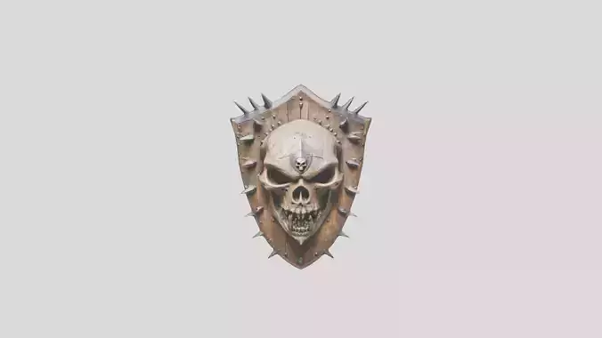 Skull Shield Wooden Carving
