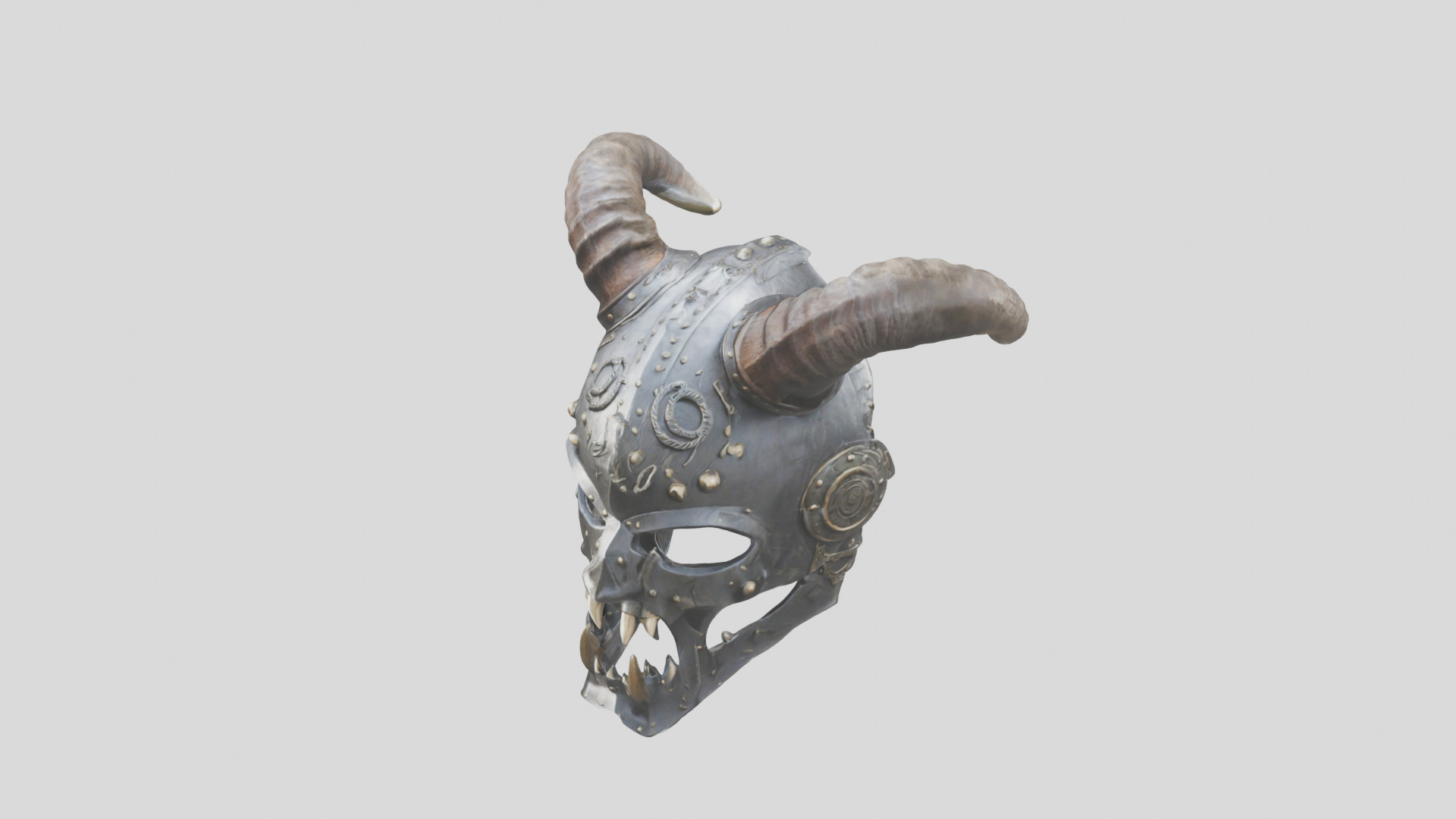 Horned Helm Low-poly 3D model_6