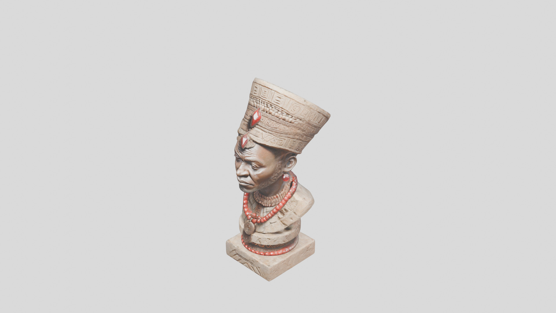African Man Bust Head STatue Low-poly 3D model_6