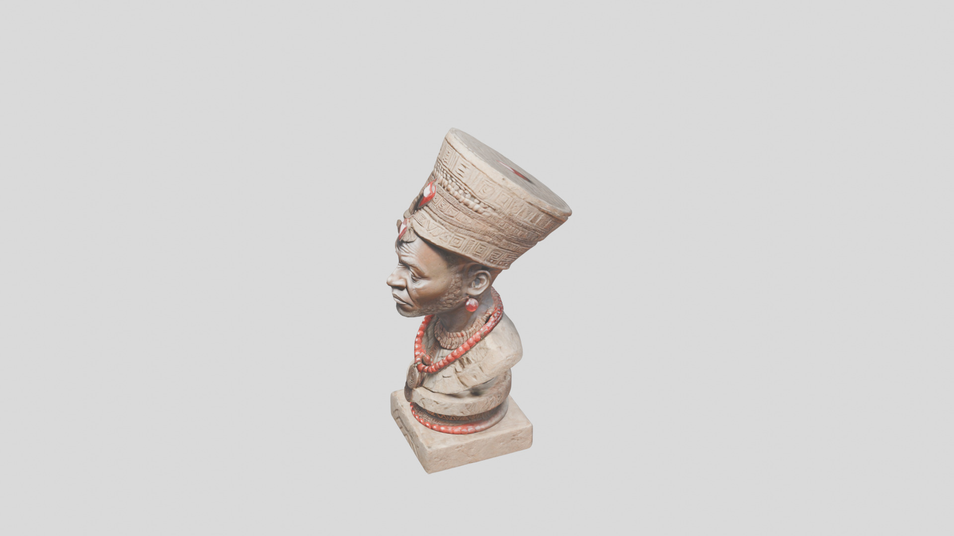 African Man Bust Head STatue Low-poly 3D model_5