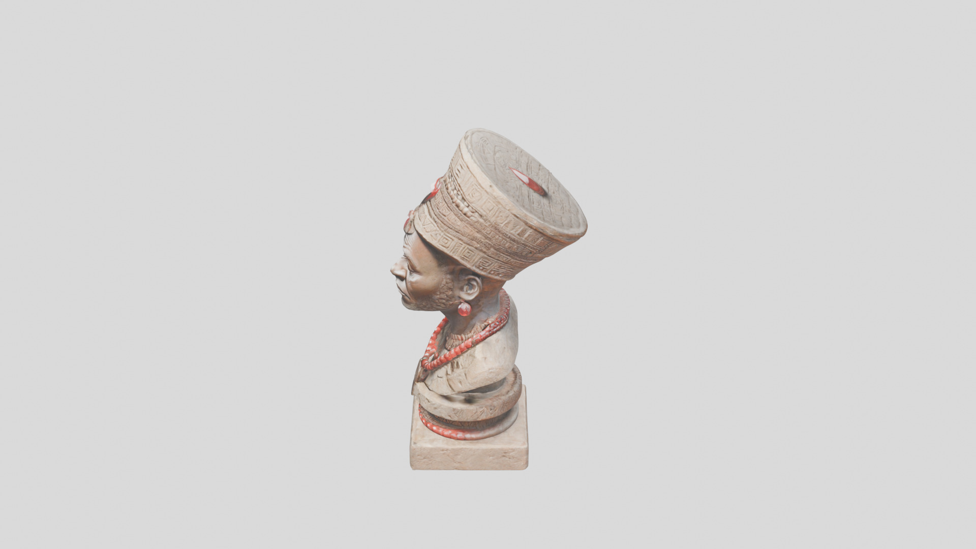 African Man Bust Head STatue Low-poly 3D model_4