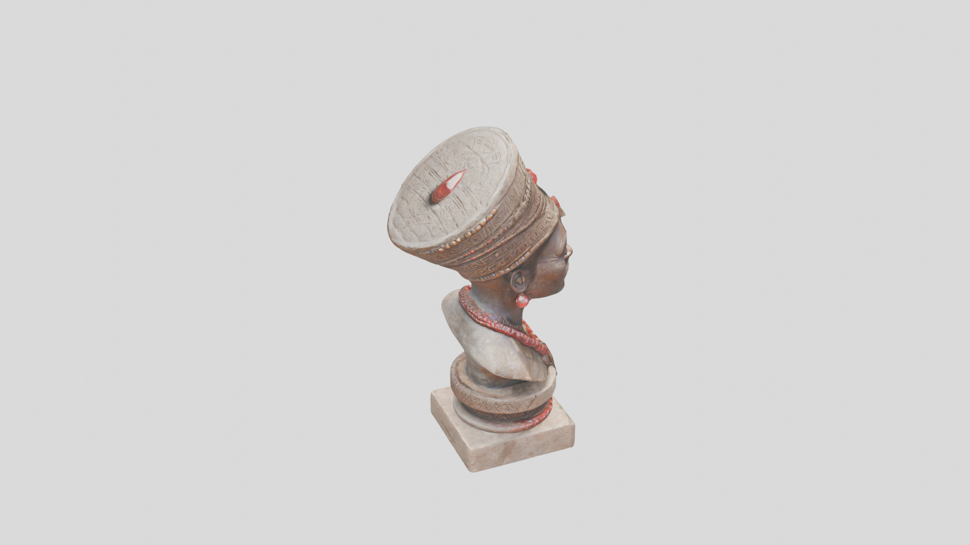 African Man Bust Head STatue Low-poly 3D model_12