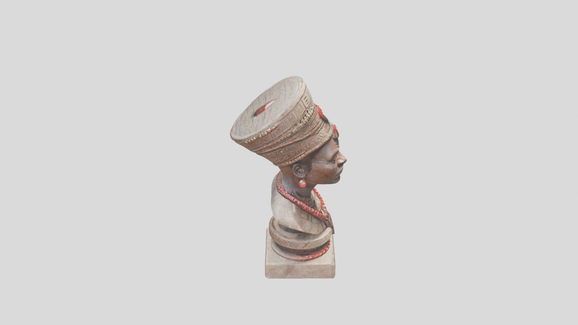 African Man Bust Head STatue Low-poly 3D model_11