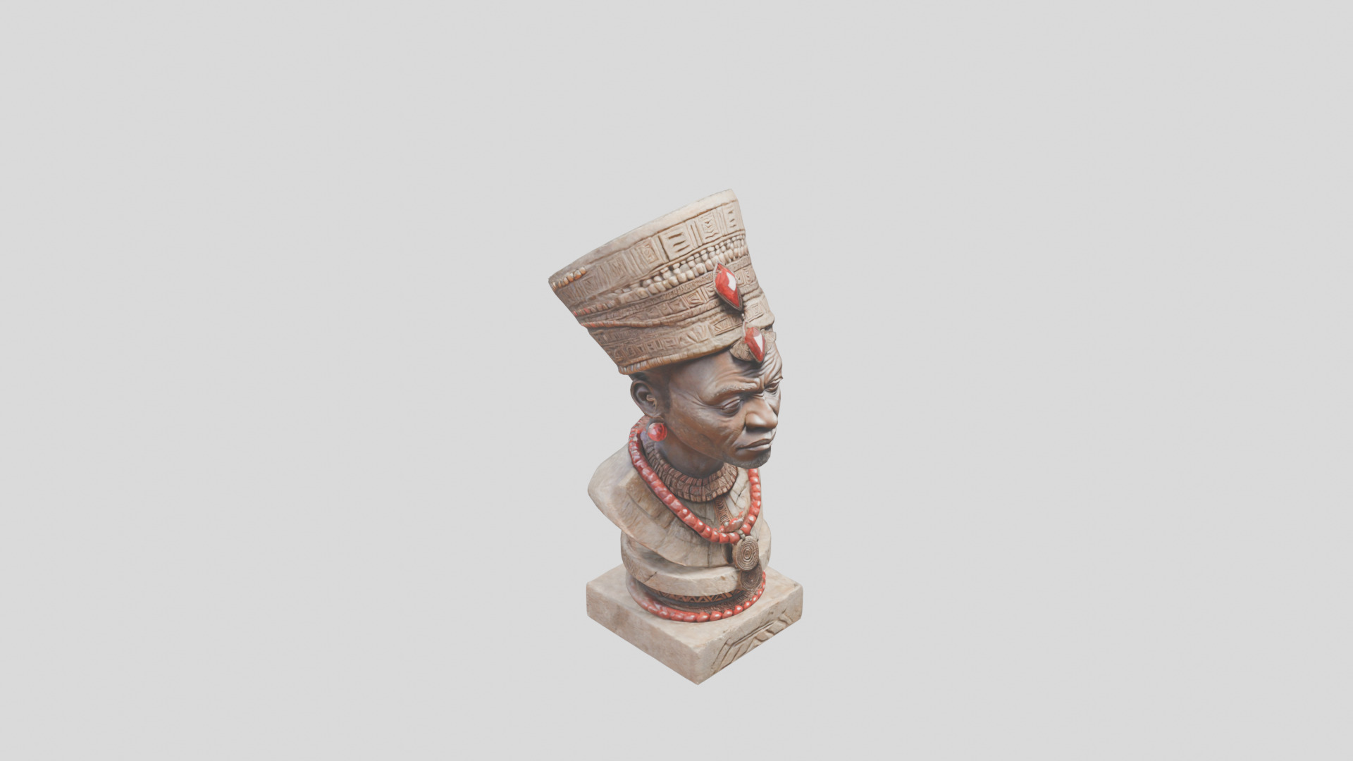 African Man Bust Head STatue Low-poly 3D model_9