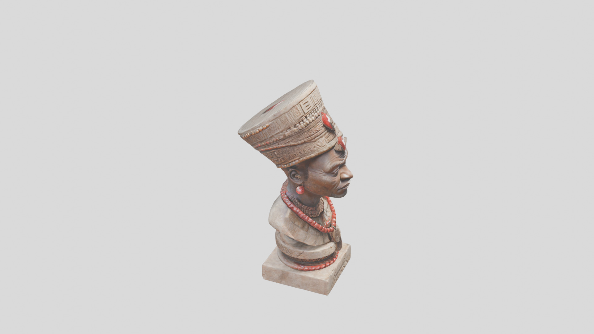 African Man Bust Head STatue Low-poly 3D model_10