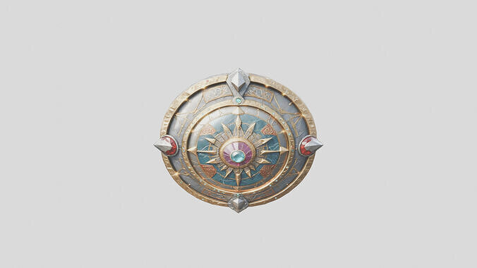 Ancient Shield with Engravings 3D Model Low-poly 3D model