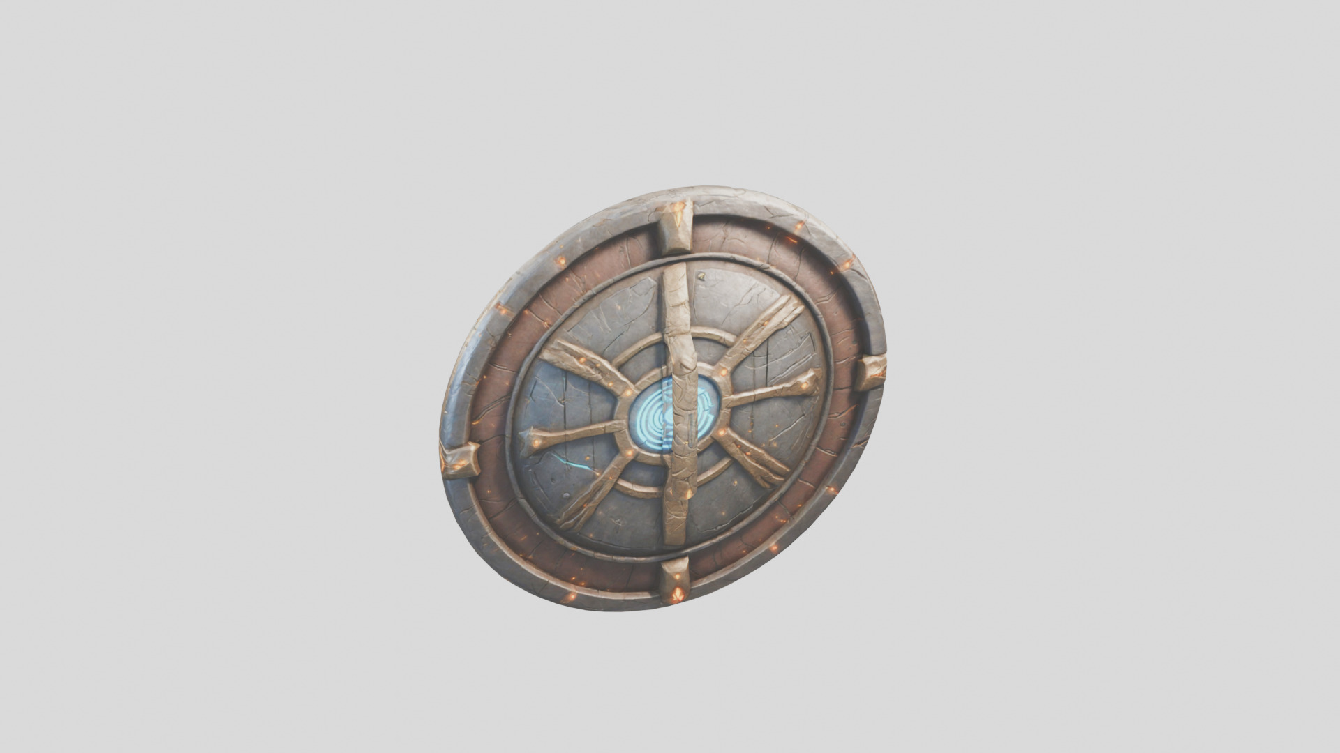 Ancient Warrior Shield with Intricate Details Low-poly 3D model_1