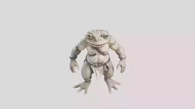 Muscular Humanoid frog Statue 3D Model