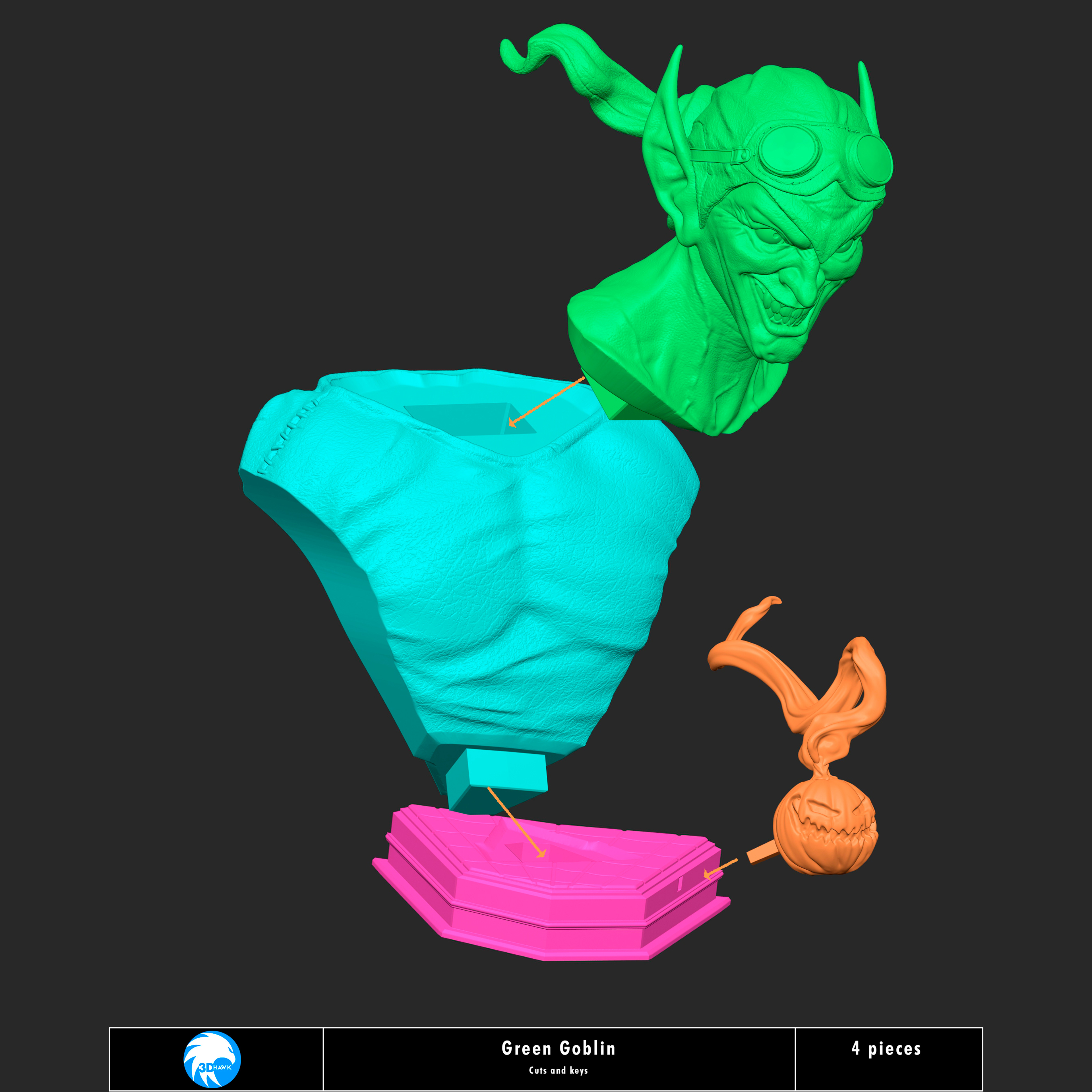 Green Goblin - Spider-Man Premium Bust Line 3D print model_6