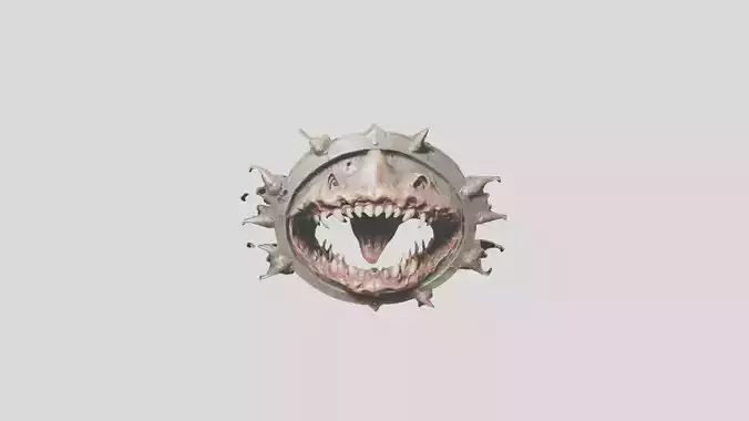 Demonic shield with skulls and spikes