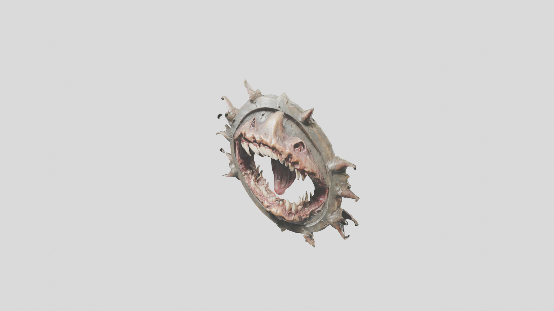 Demonic shield with skulls and spikes Low-poly 3D model_5