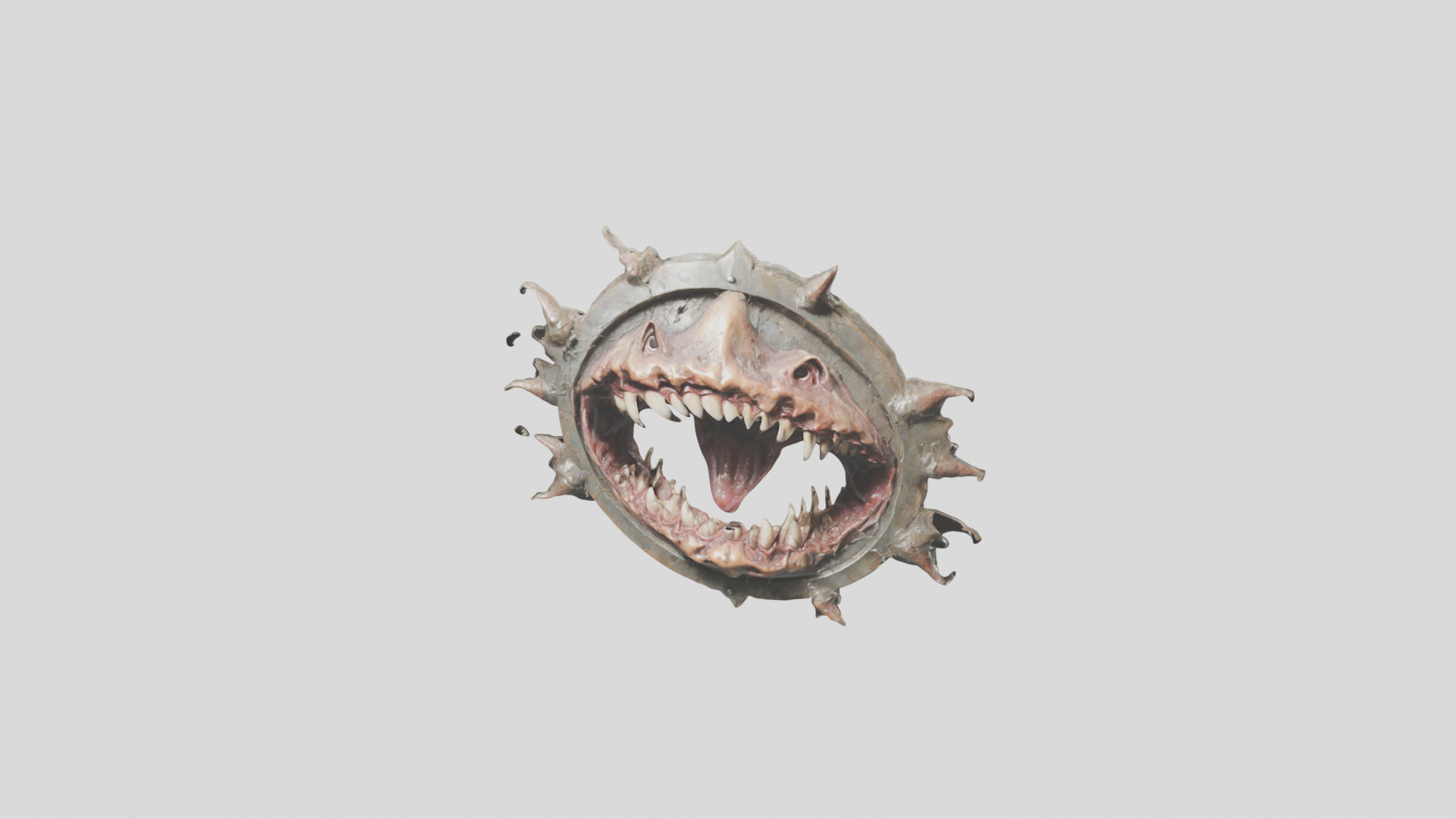Demonic shield with skulls and spikes Low-poly 3D model_6