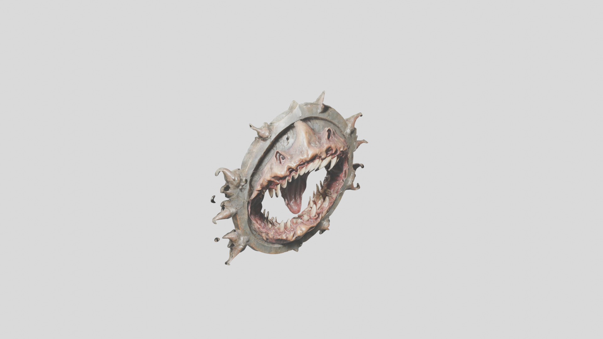 Demonic shield with skulls and spikes Low-poly 3D model_8