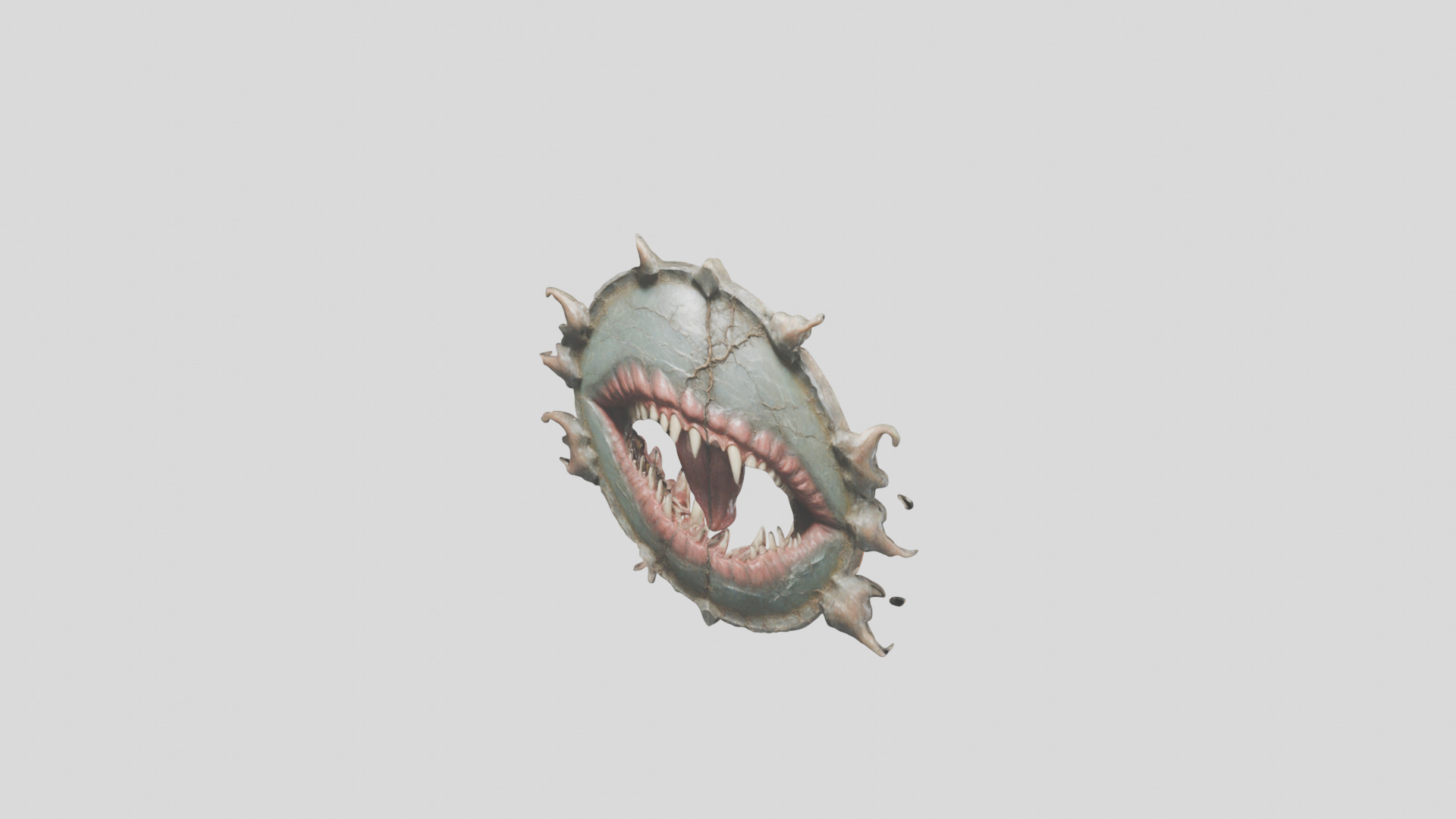 Demonic shield with skulls and spikes Low-poly 3D model_12