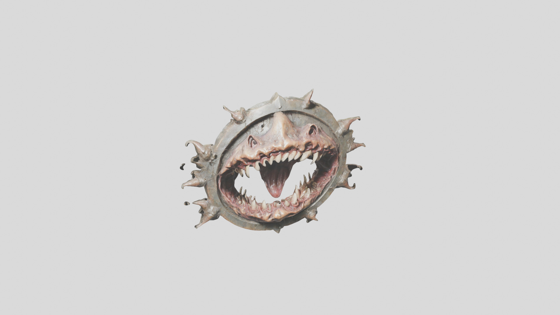 Demonic shield with skulls and spikes Low-poly 3D model_7